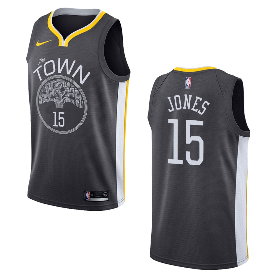 Men's Golden State Warriors #15 Damian Jones Statement Swingman Jersey - Black
