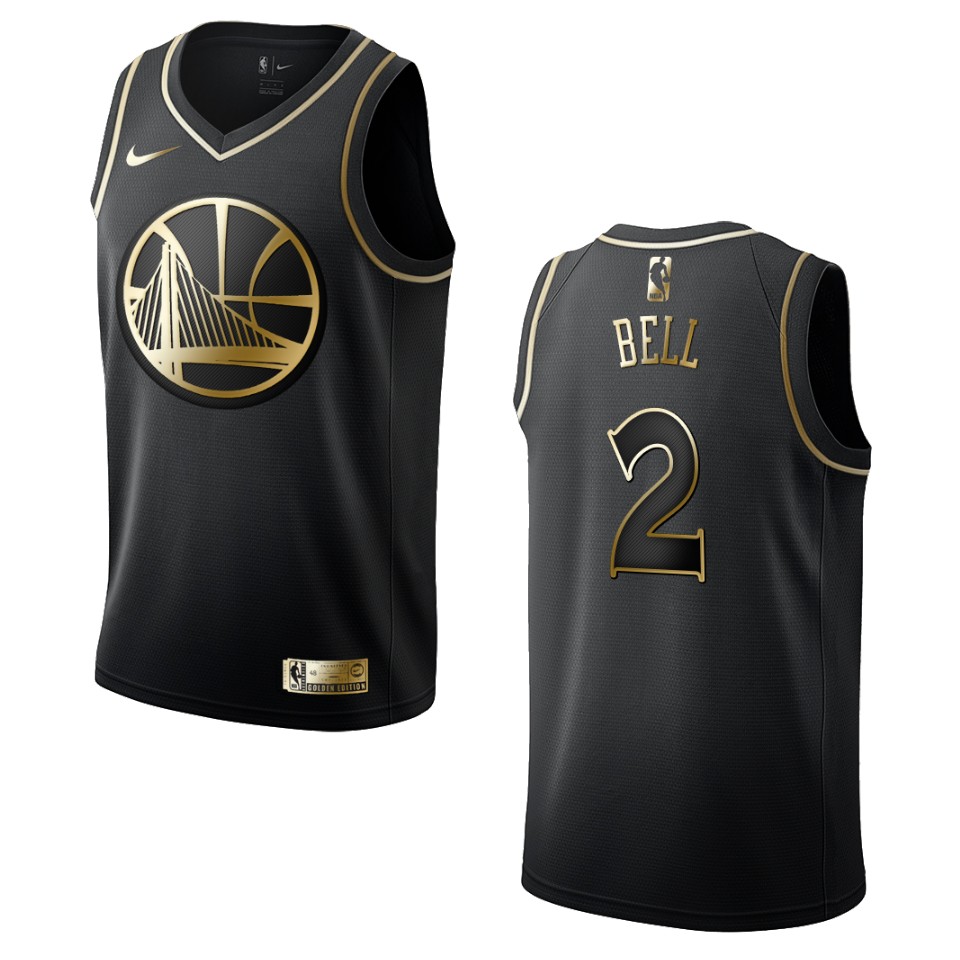 Men’s Golden State Warriors #2 Jordan Bell Golden Edition Jersey – Black