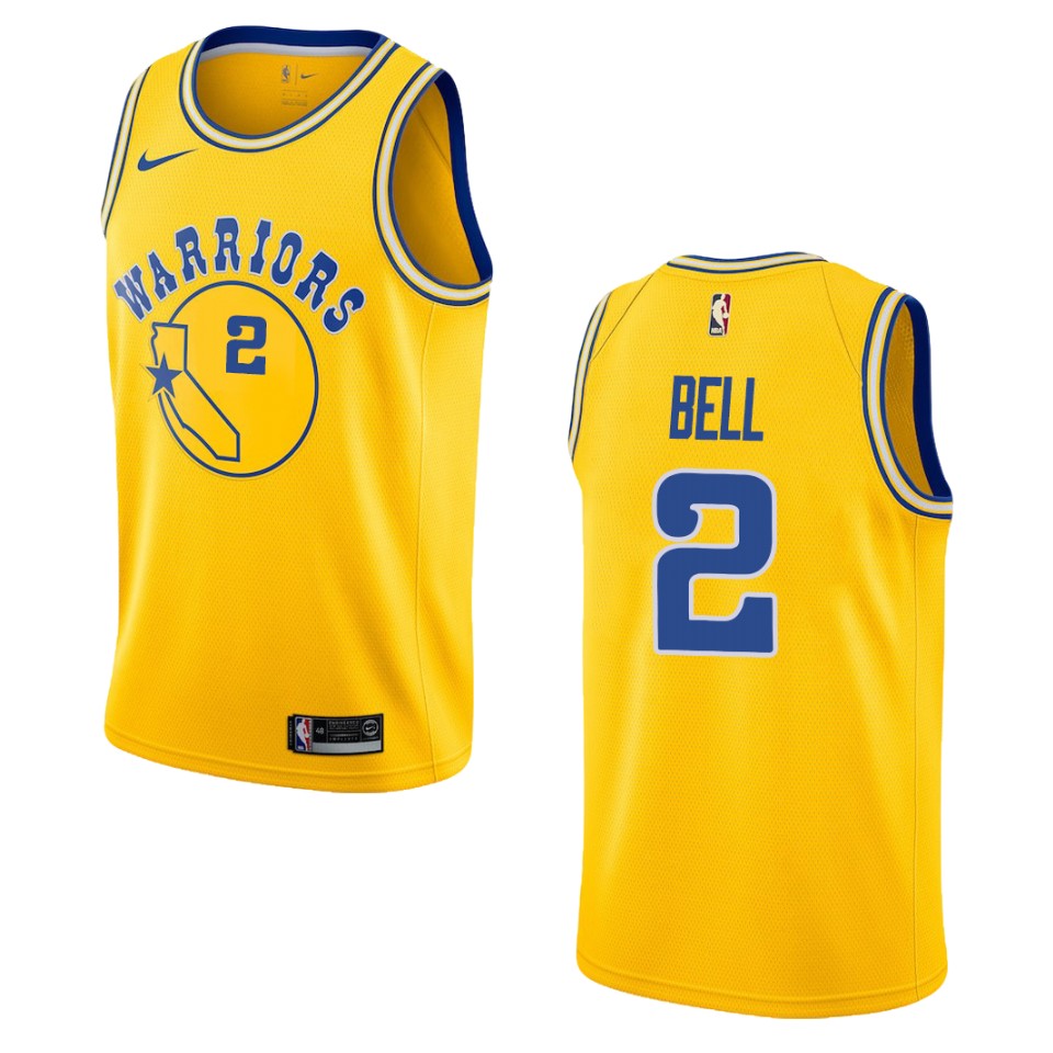 Men's Golden State Warriors #2 Jordan Bell Hardwood Classics Swingman Jersey - Gold