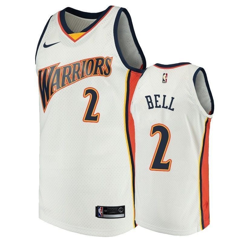Men's Golden State Warriors 2 Jordan Bell White Throwback Jersey - JS976 