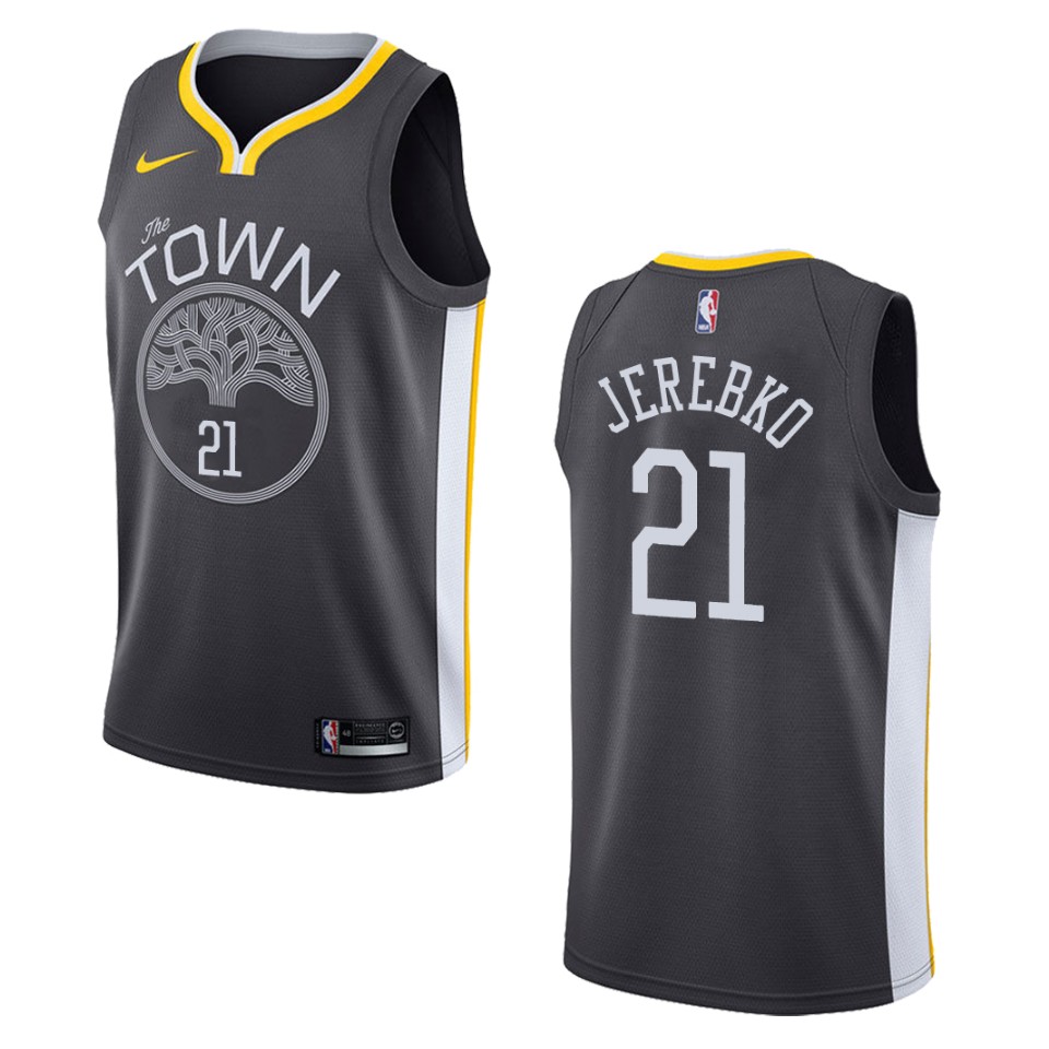 Men's Golden State Warriors #21 Jonas Jerebko Statement Swingman Jersey - Black