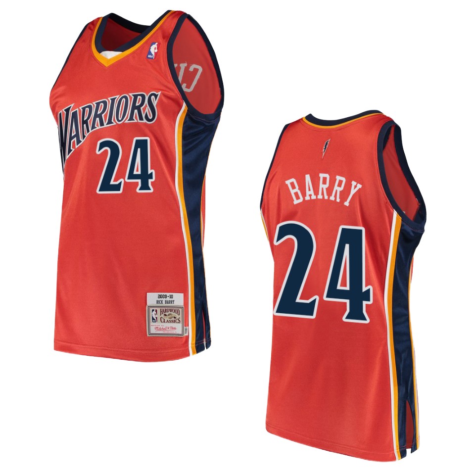 Men's Golden State Warriors #24 Rick Barry Hardwood Classics Swingman Jersey - Orange