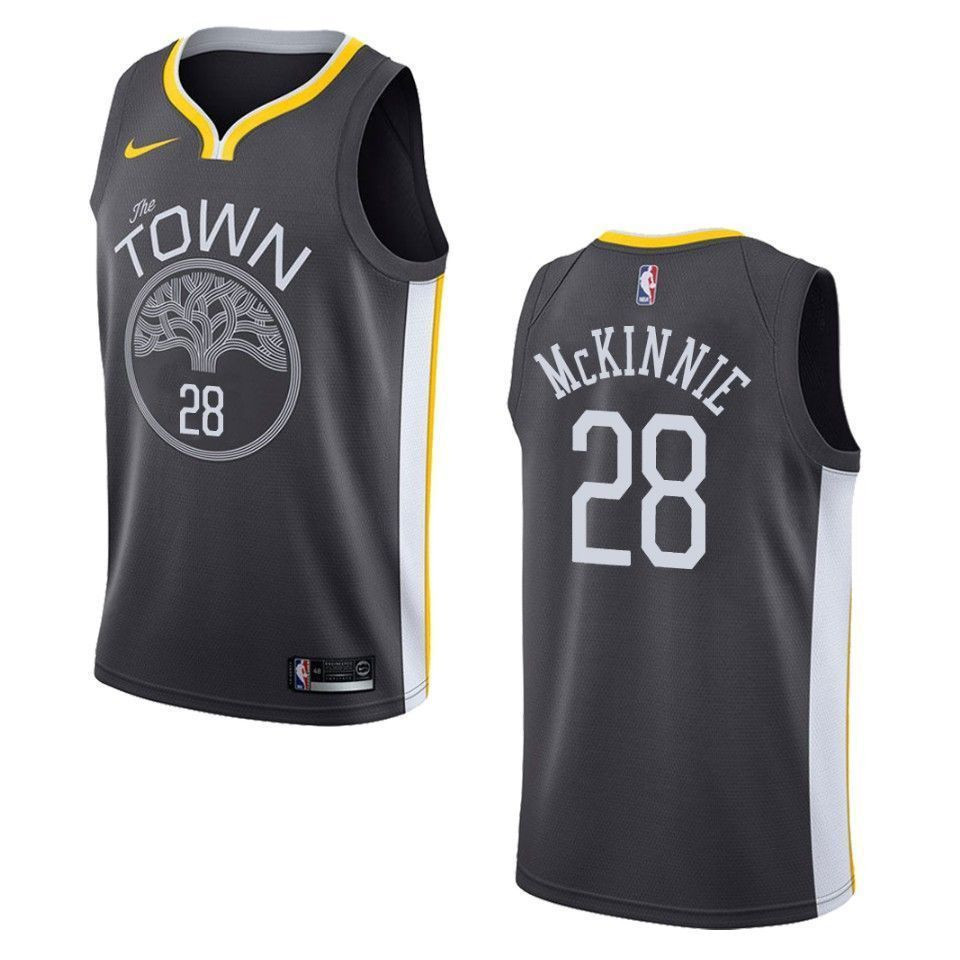 Men's Golden State Warriors 28 Alfonzo Mckinnie Statement Swingman Jersey - Black - JS726 