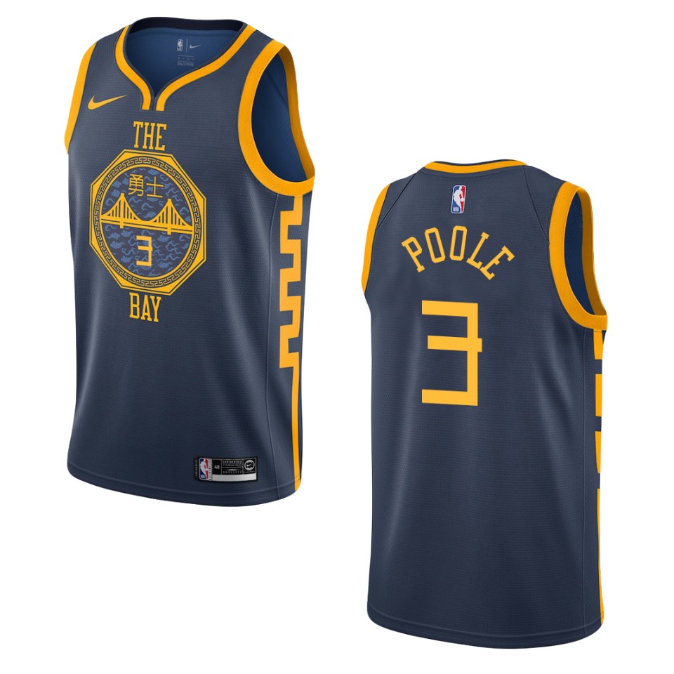 Men's Golden State Warriors #3 Jordan Poole City Swingman Jersey - Navy