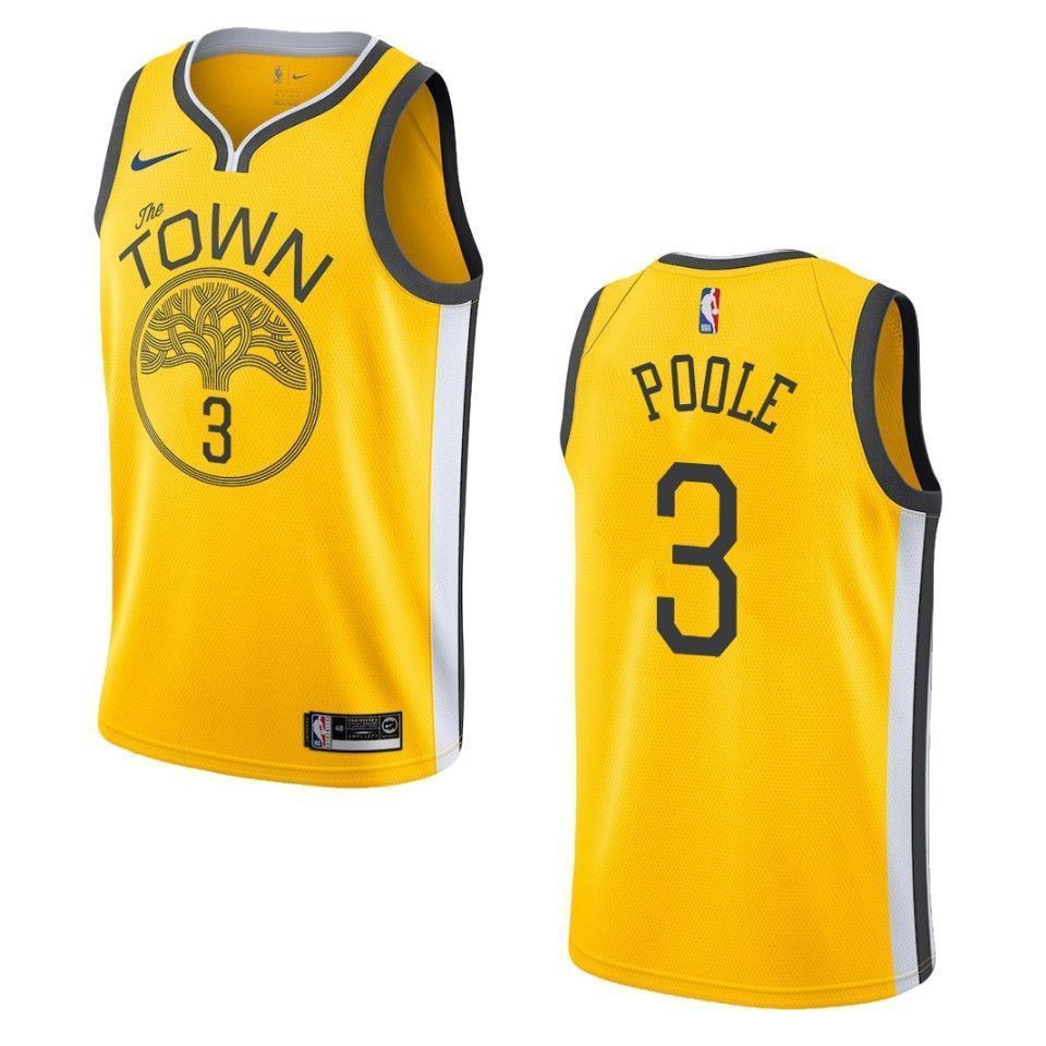 Men's Golden State Warriors 3 Jordan Poole Earned Swingman Jersey - Yellow - JS804 