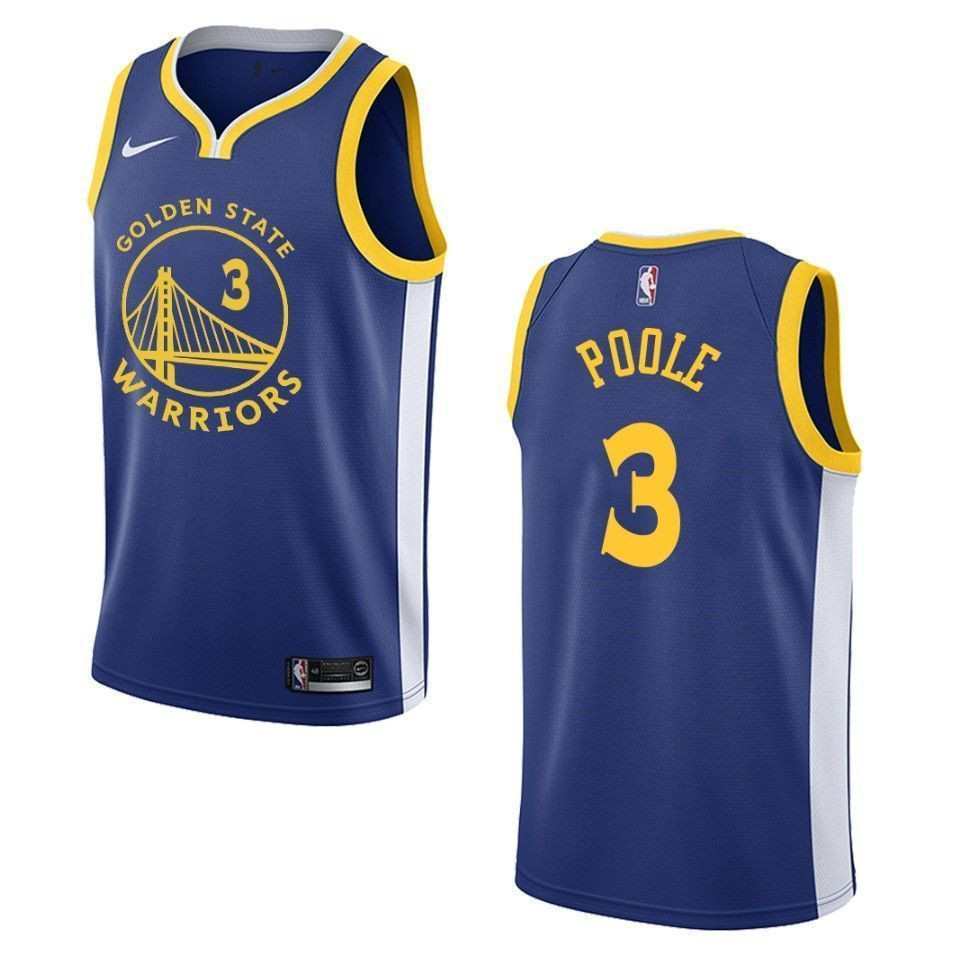 Men's Golden State Warriors 3 Jordan Poole Icon Swingman Jersey - Royal - JS568 