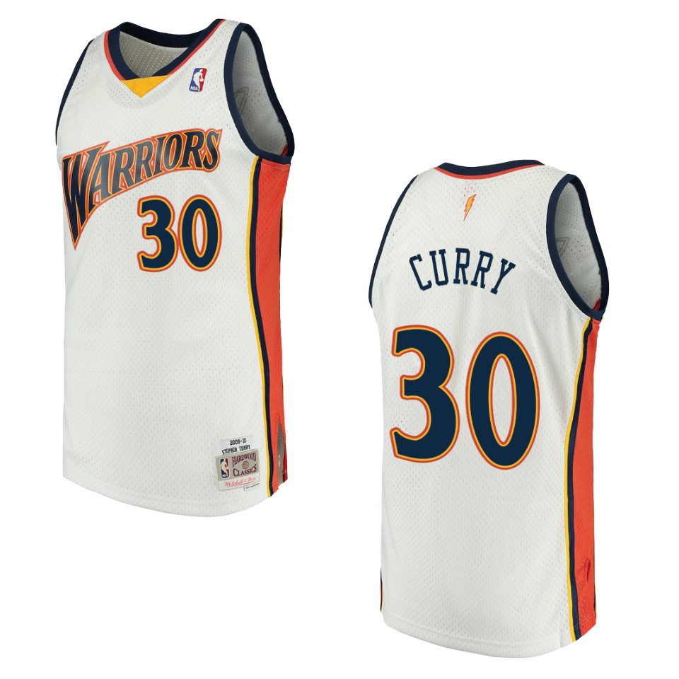 Men's Golden State Warriors #30 Stephen Curry Hardwood Classics Swingman Jersey - White