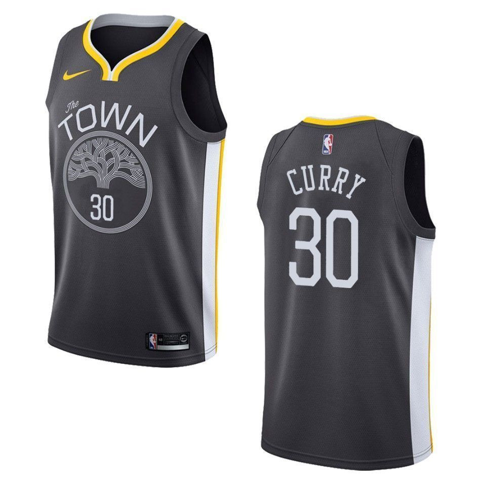 Men's Golden State Warriors 30 Stephen Curry Statement Swingman Jersey - Black - JS885 