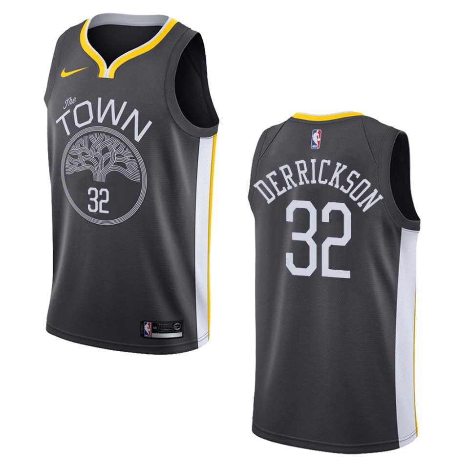 Men's Golden State Warriors #32 Marcus Derrickson Statement Swingman Jersey - Black