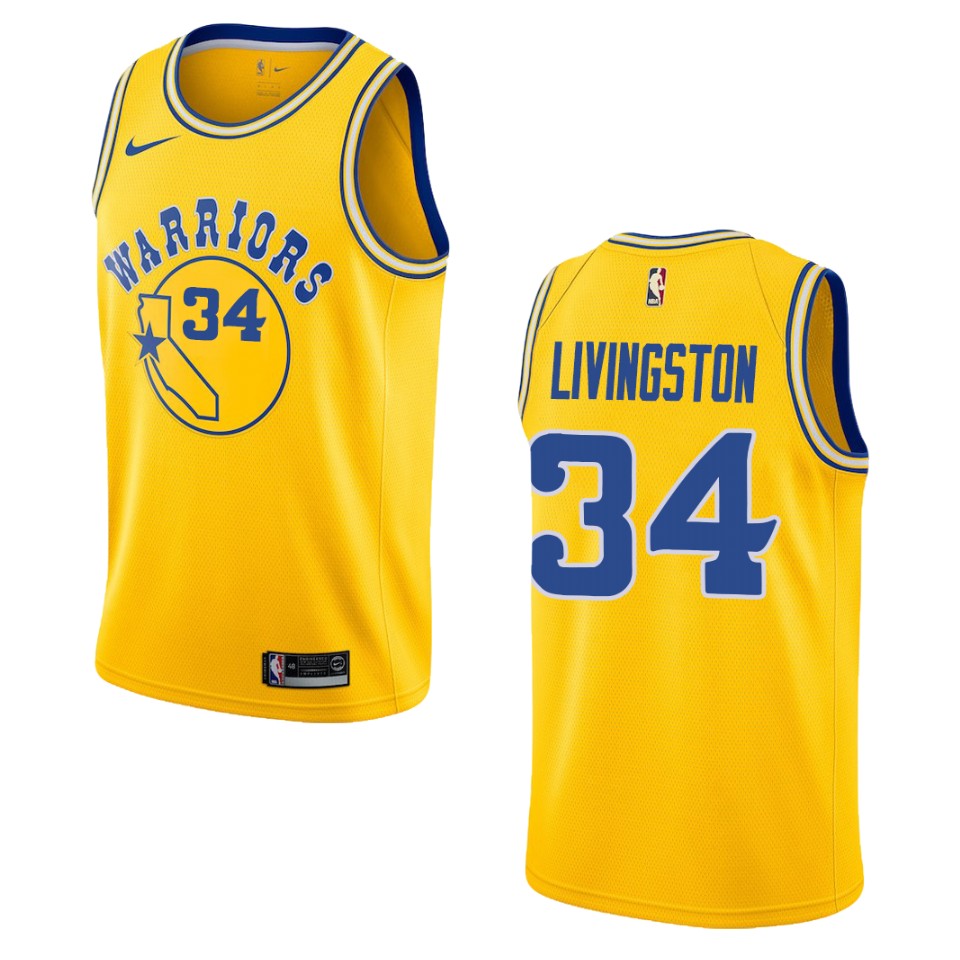 Men's Golden State Warriors #34 Shaun Livingston Hardwood Classics Swingman Jersey - Gold