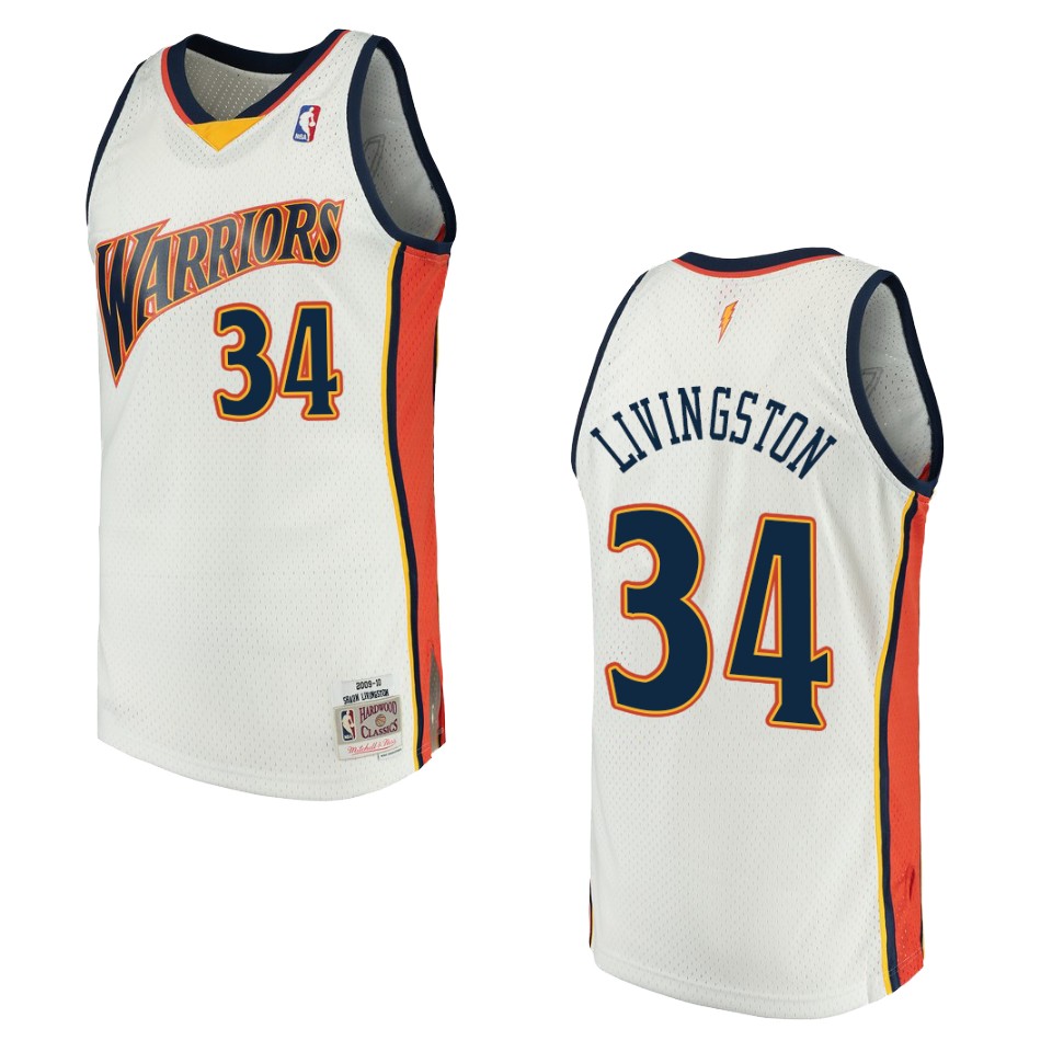 Men's Golden State Warriors #34 Shaun Livingston Hardwood Classics Swingman Jersey - White