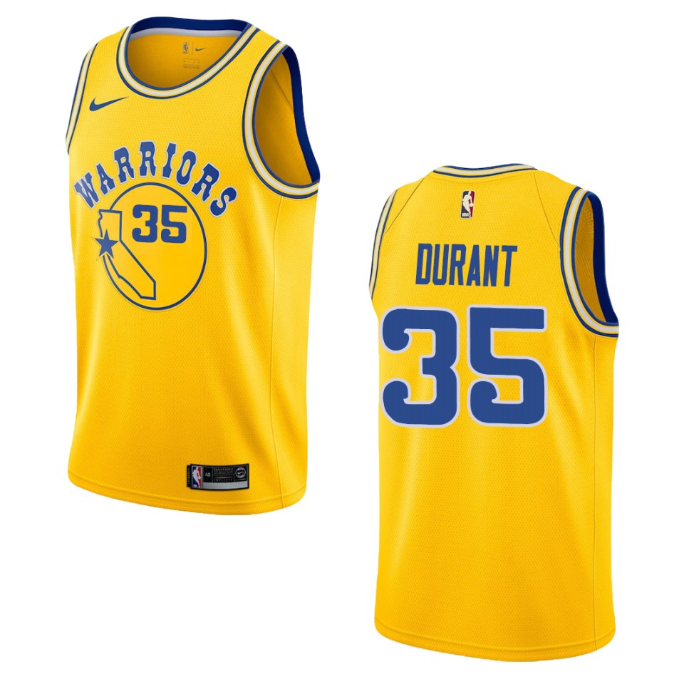 Men's Golden State Warriors #35 Kevin Durant Hardwood Classics Swingman Jersey - Gold