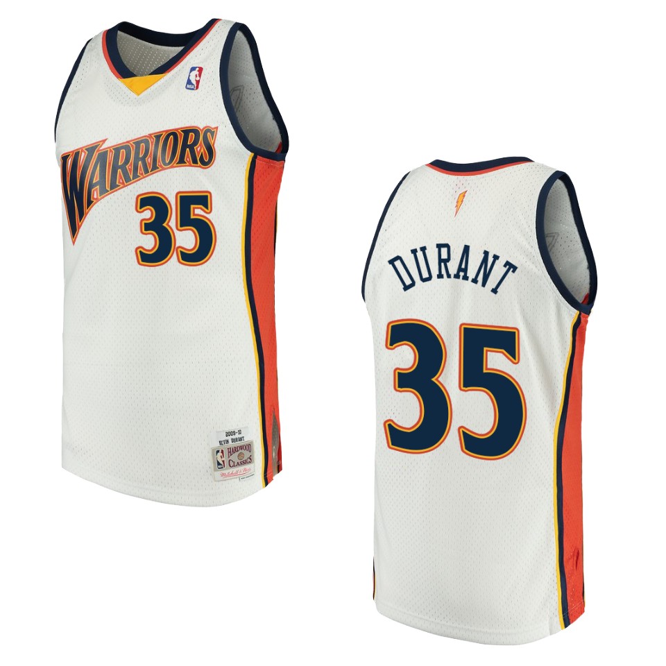 Men's Golden State Warriors #35 Kevin Durant Hardwood Classics Swingman Jersey - White