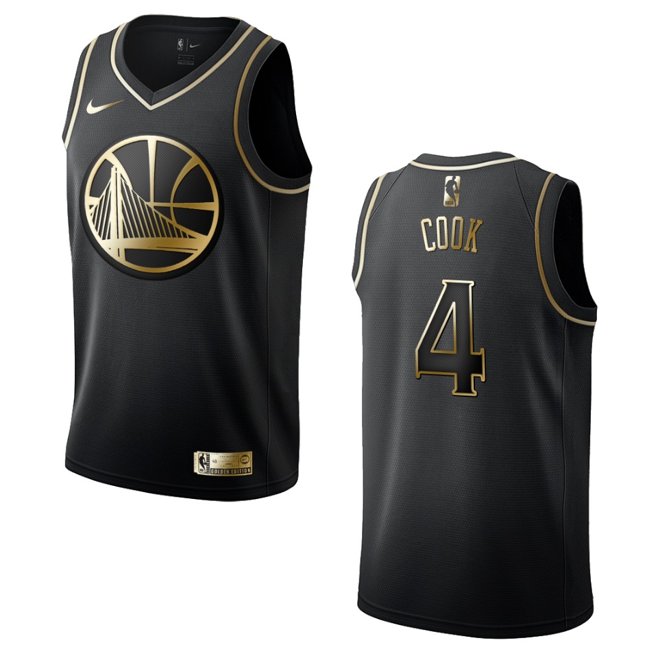 Men’s Golden State Warriors #4 Quinn Cook Golden Edition Jersey – Black