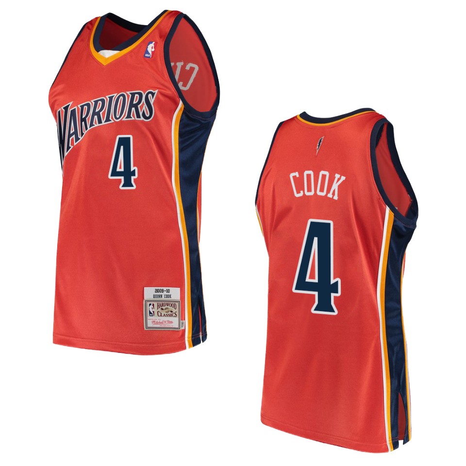 Men's Golden State Warriors #4 Quinn Cook Hardwood Classics Swingman Jersey - Orange