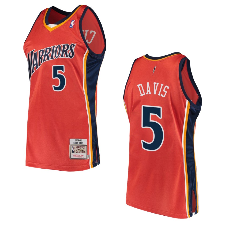 Men's Golden State Warriors #5 Baron Davis Hardwood Classics Swingman Jersey - Orange
