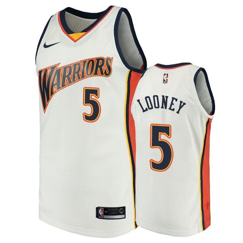 Men's Golden State Warriors 5 Kevon Looney White Throwback Jersey - JS666 