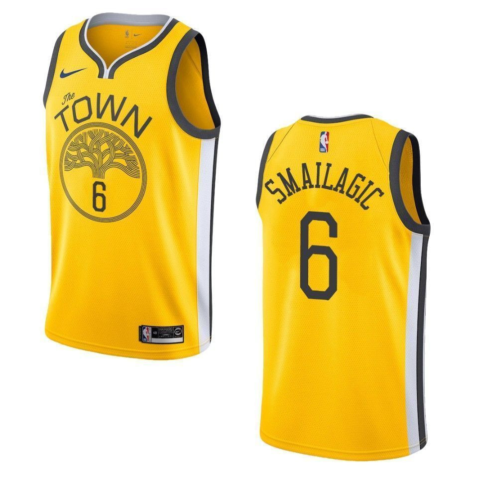Men's Golden State Warriors 6 Alen Smailagic Earned Swingman Jersey - Yellow - JS455 