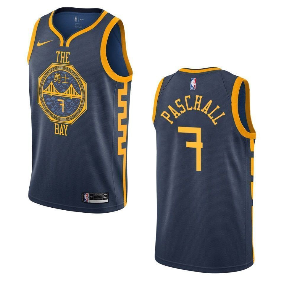 Men's Golden State Warriors 7 Eric Paschall City Swingman Jersey - Navy - JS122 