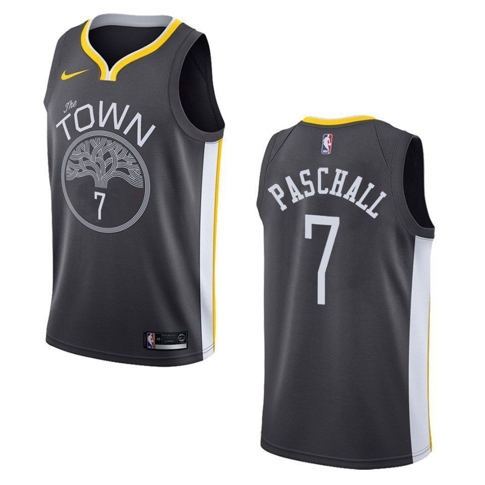 Men's Golden State Warriors 7 Eric Paschall Statement Swingman Jersey - Black - JS440 