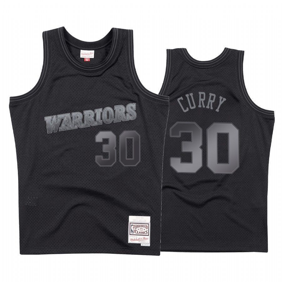 Men's Golden State Warriors Stephen Curry 30 Black Tonal Jersey - JS790 