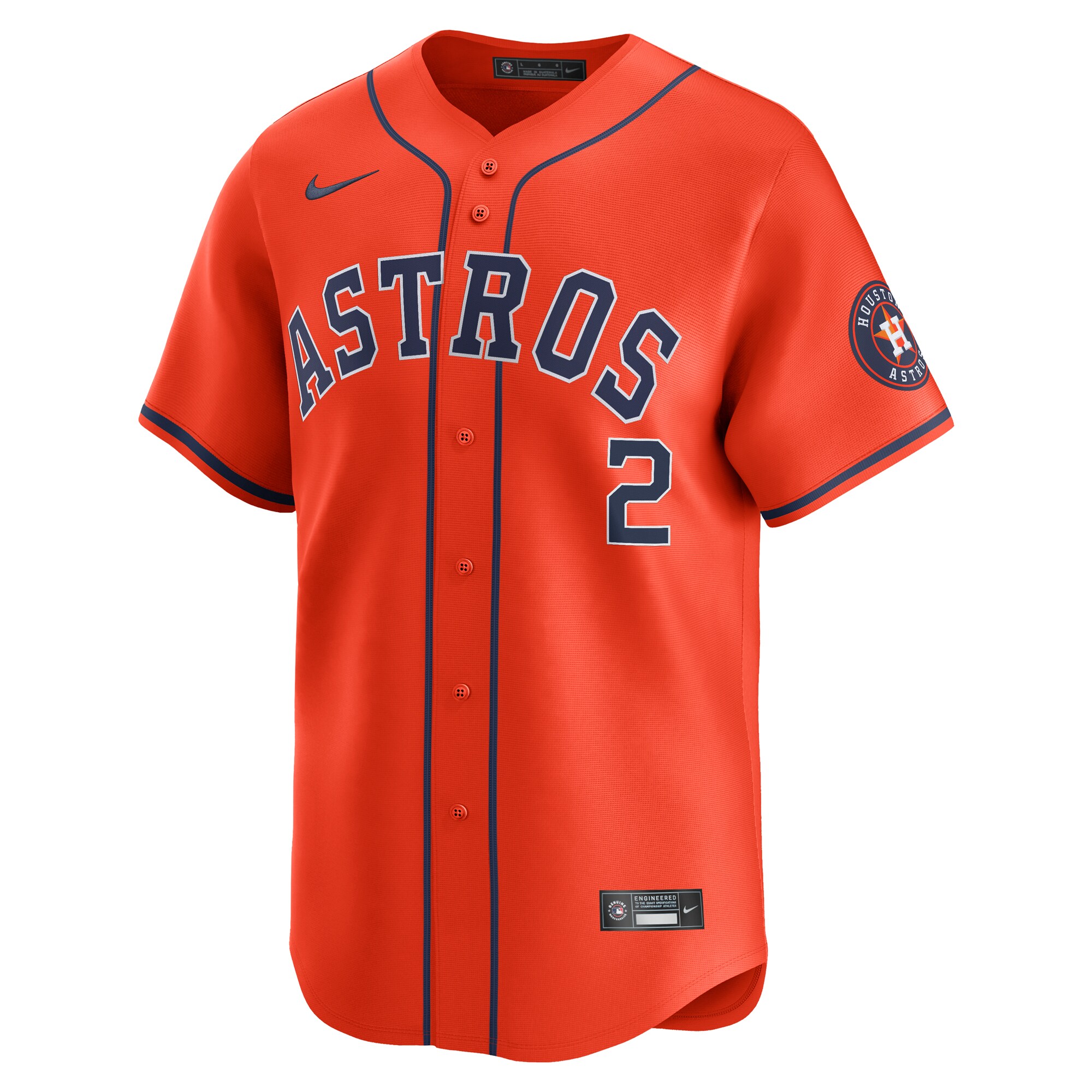 Alternative view of Men's Houston Astros Alex Bregman Orange Alternate Limited Player Jersey 