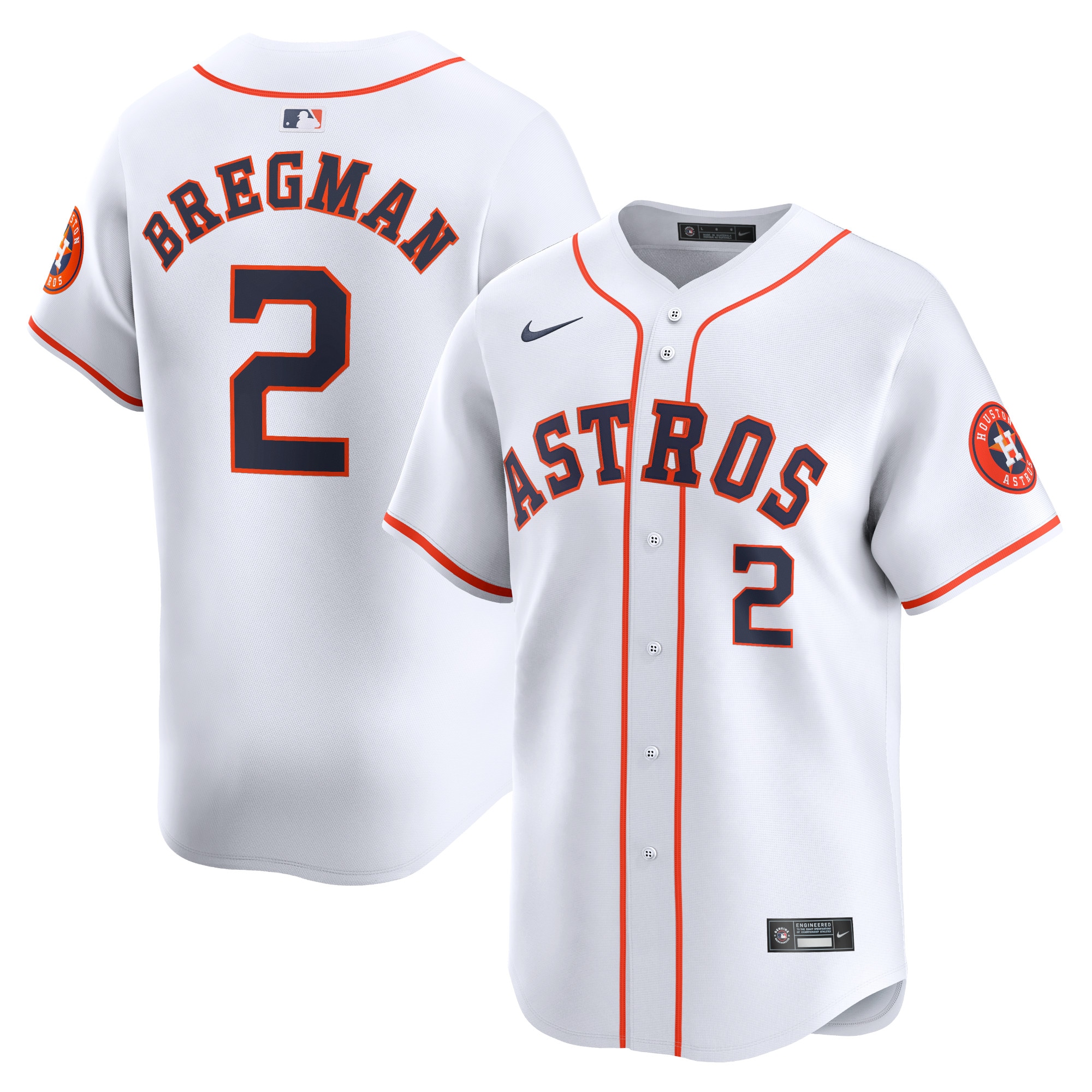 Men's Houston Astros Alex Bregman White Home Limited Player Jersey 