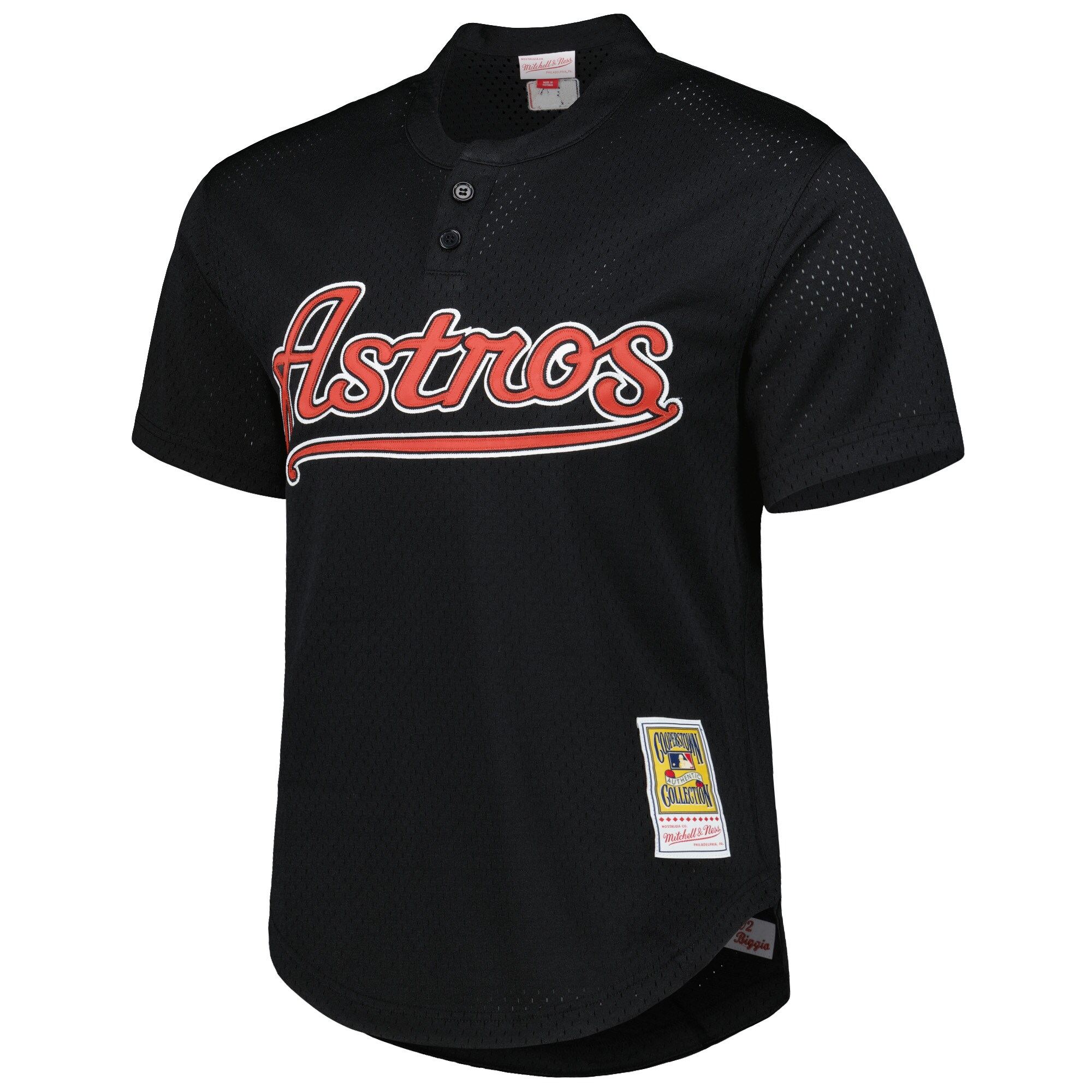 Alternative view of Men's Houston Astros Craig Biggio Mitchell & Ness Black Cooperstown Collection Mesh Batting Practice Jersey 