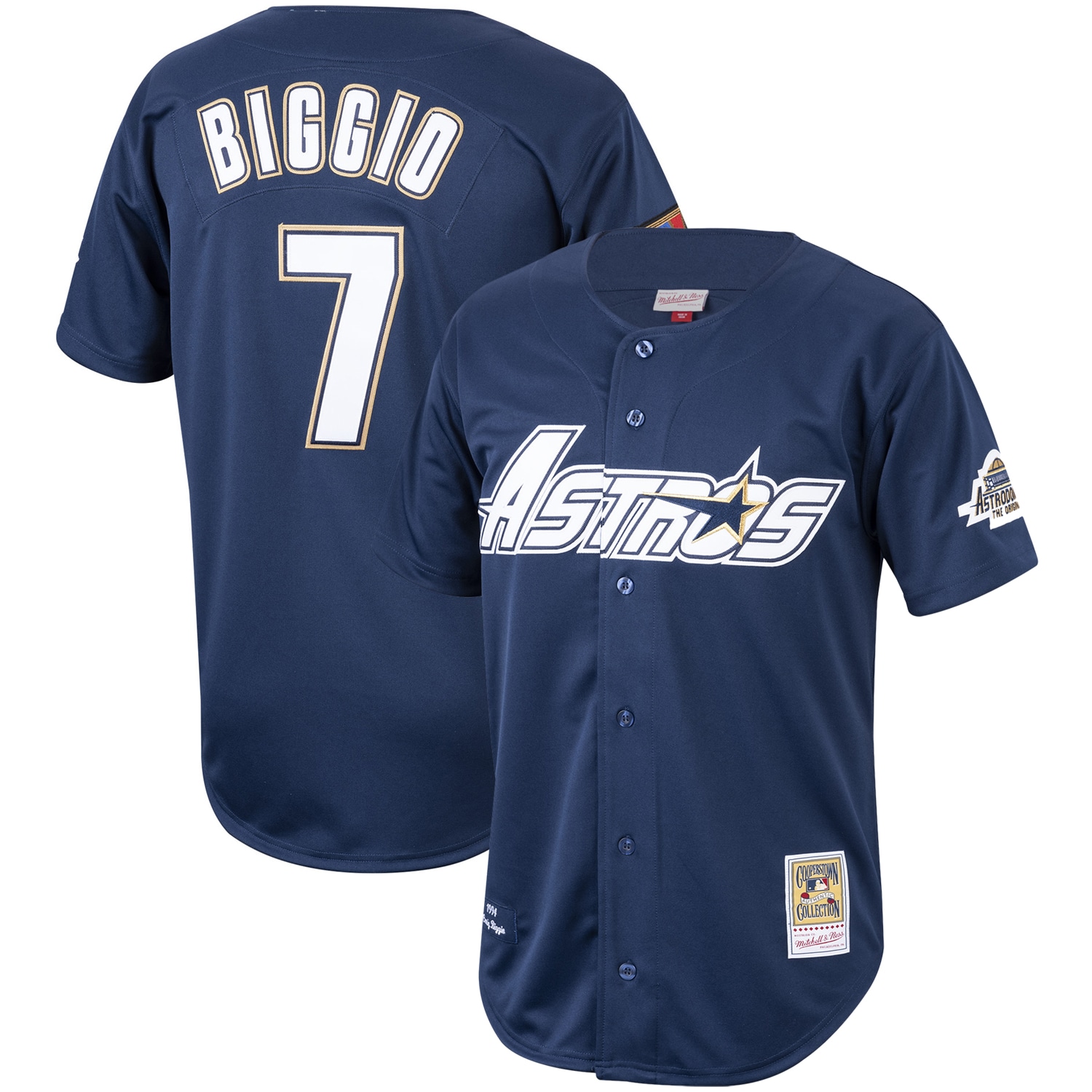 Men's Houston Astros Craig Biggio Mitchell & Ness Navy Cooperstown Collection 1994 Jersey 