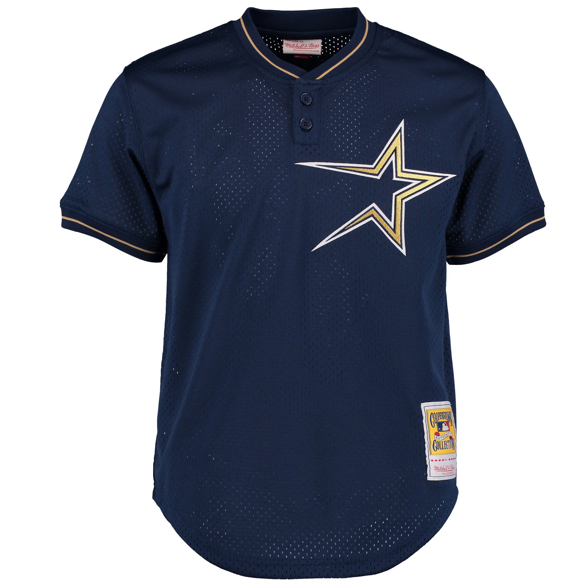 Alternative view of Men's Houston Astros Craig Biggio Mitchell & Ness Navy Cooperstown Collection Batting Practice Jersey 