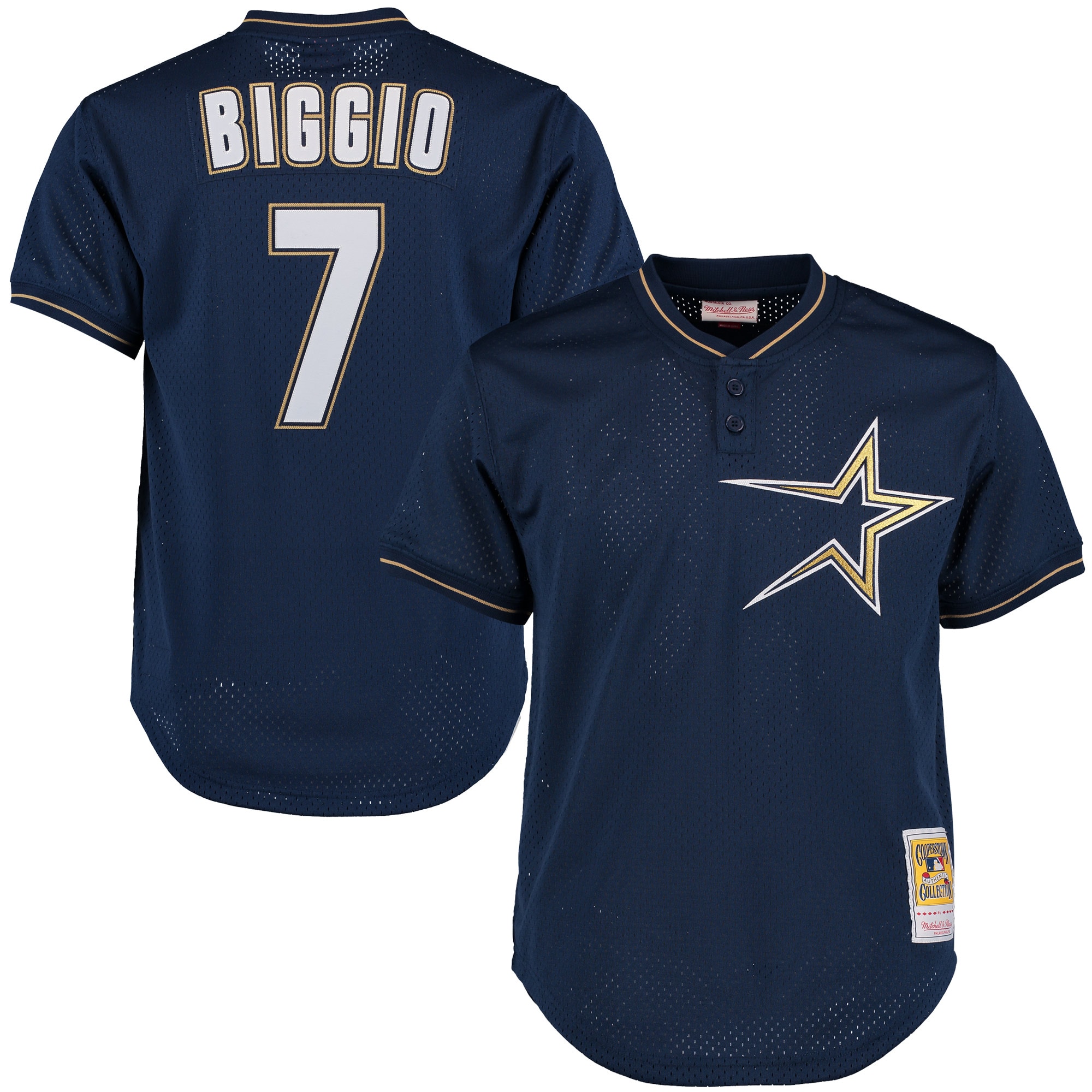 Men's Houston Astros Craig Biggio Mitchell & Ness Navy Cooperstown Collection Batting Practice Jersey 