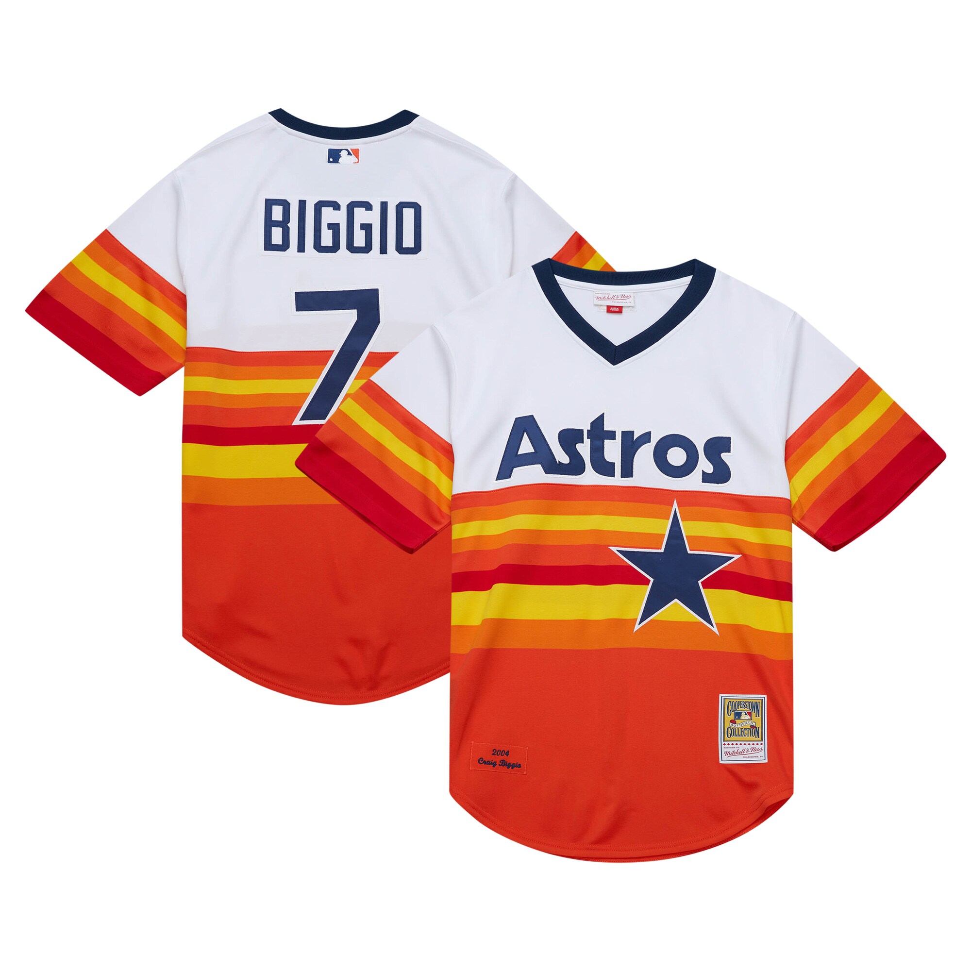 Men's Houston Astros Craig Biggio Mitchell & Ness White 2004 Cooperstown Collection Throwback Jersey 
