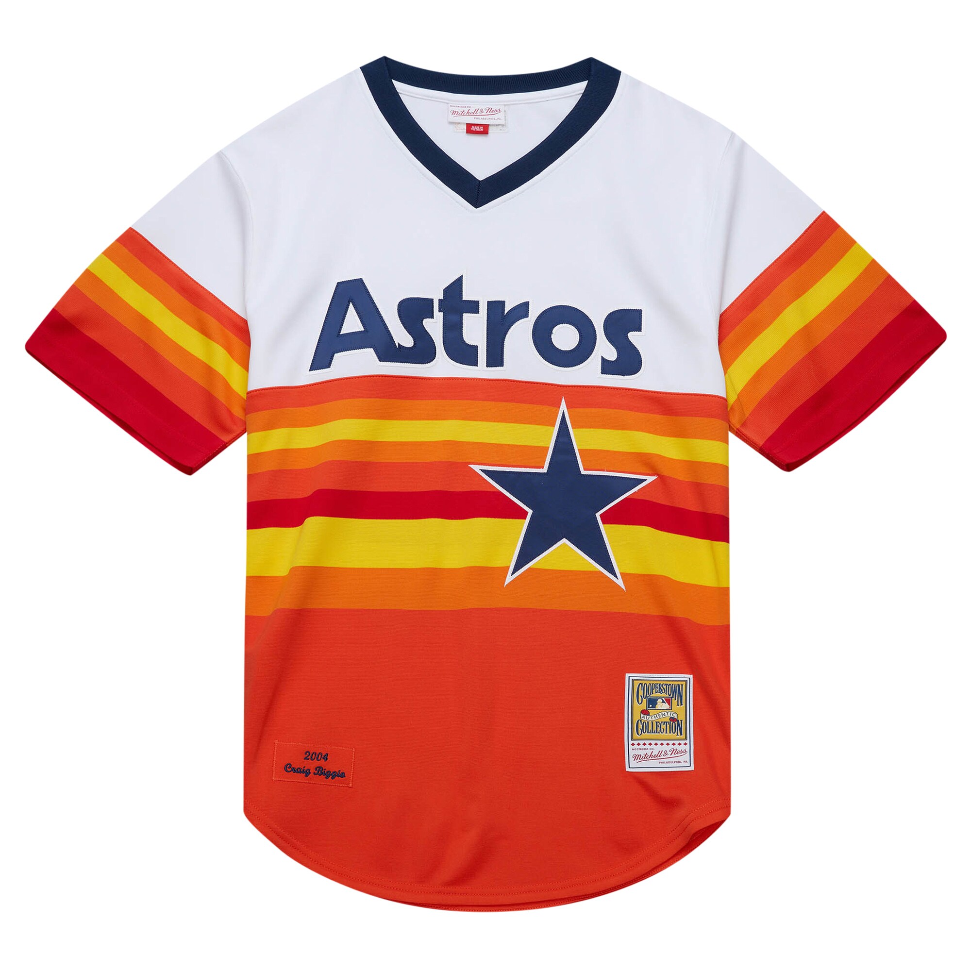 Alternative view of Men's Houston Astros Craig Biggio Mitchell & Ness White 2004 Cooperstown Collection Throwback Jersey 