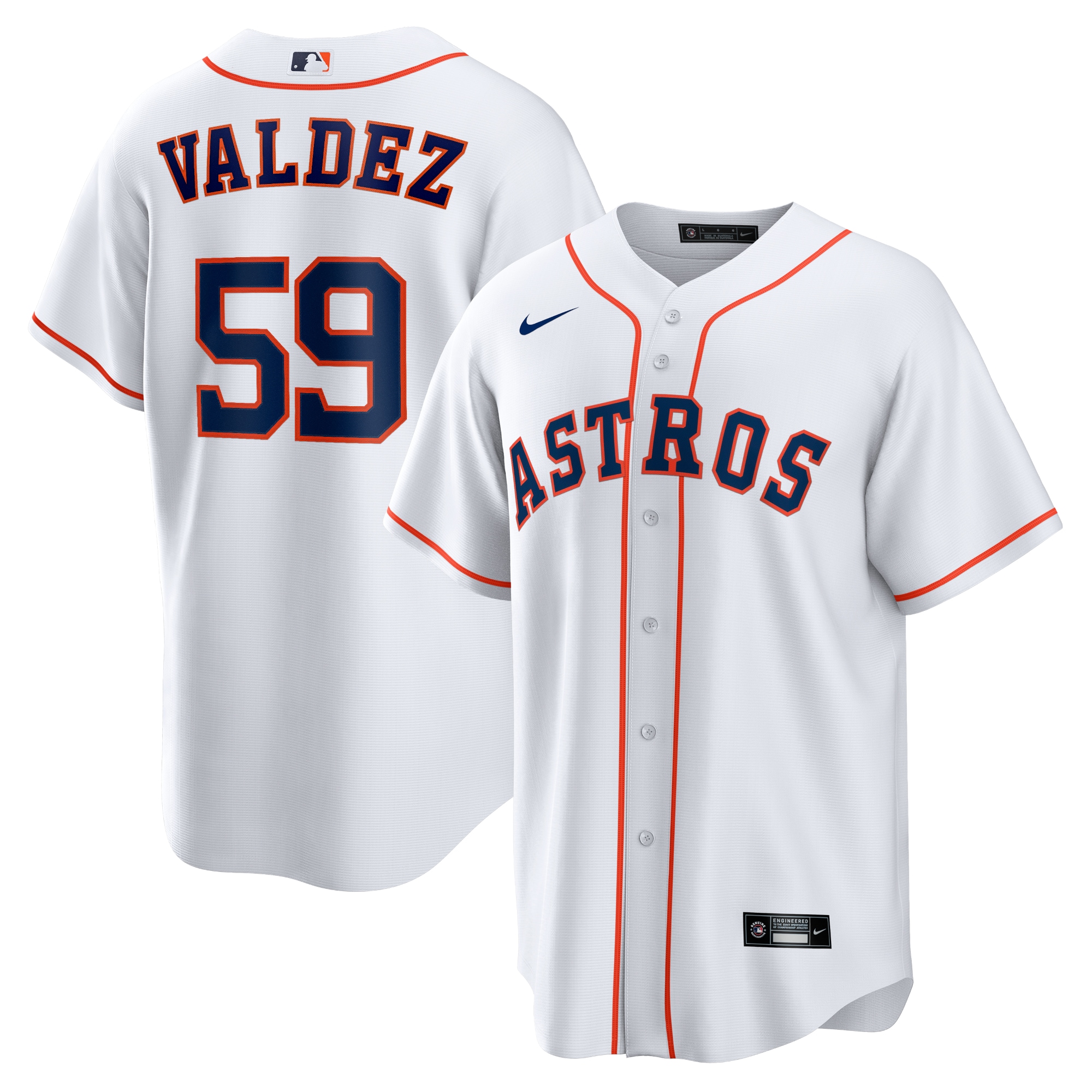 Men's Houston Astros Framber Valdez White Home Jersey 