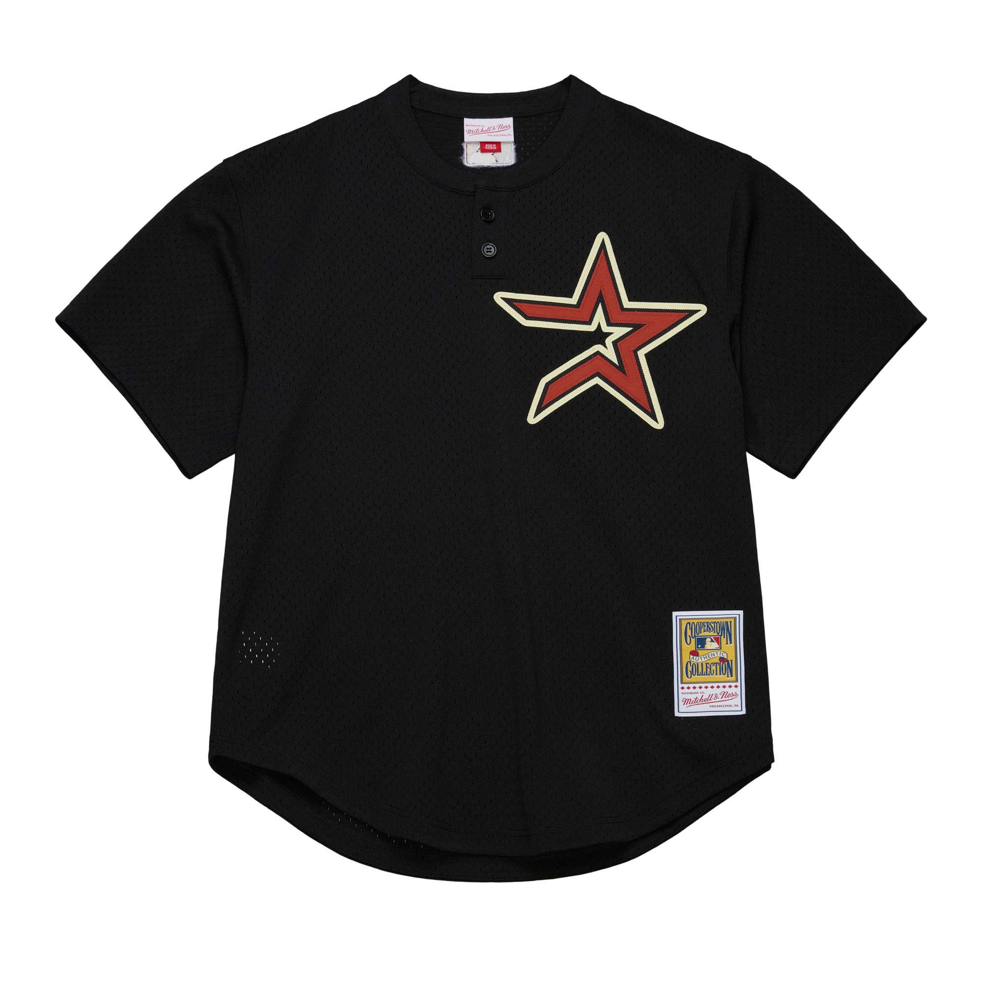 Alternative view of Men's Houston Astros Jeff Bagwell Mitchell & Ness Black Cooperstown Collection Mesh Batting Practice Jersey 