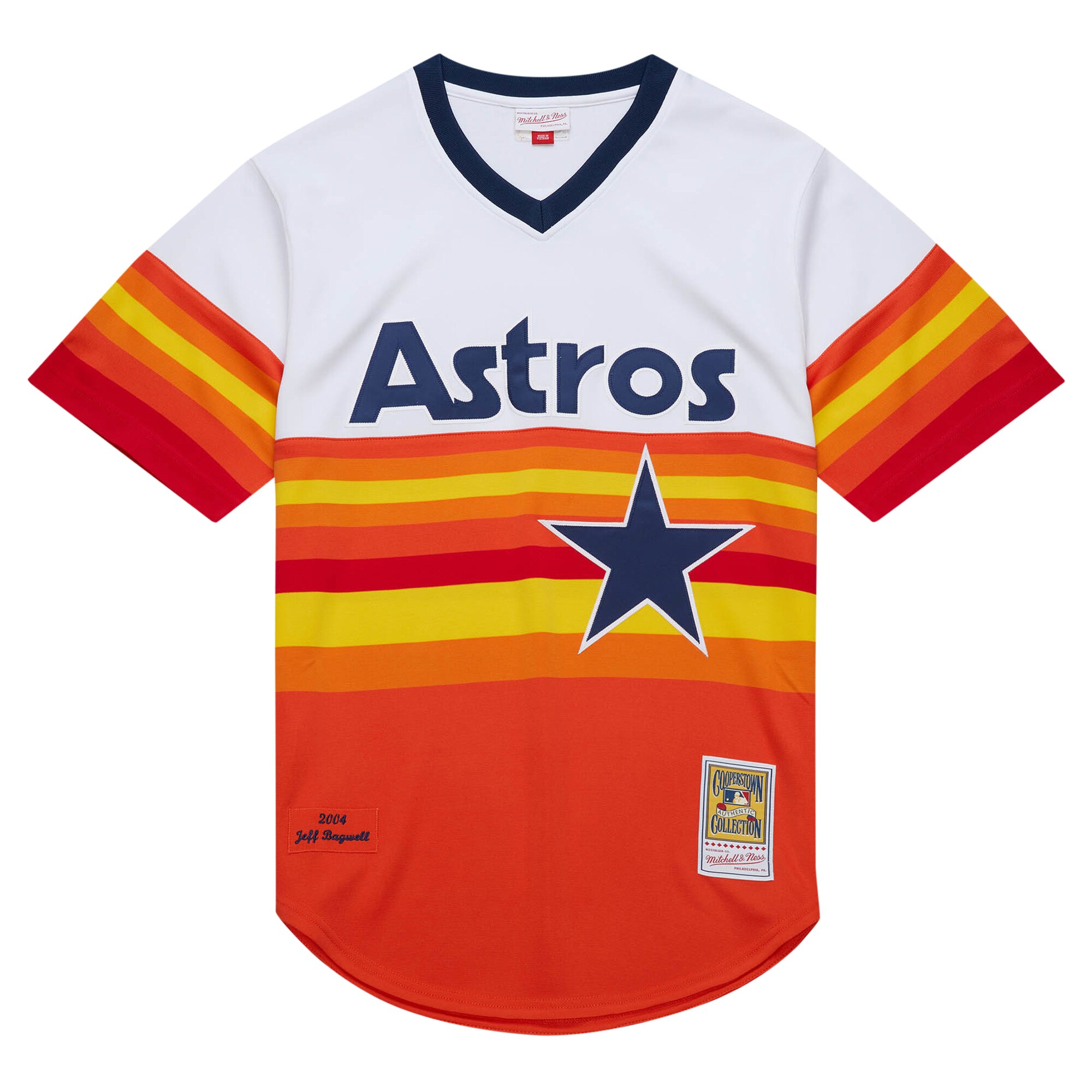 Alternative view of Men's Houston Astros Jeff Bagwell Mitchell & Ness White 2004 Cooperstown Collection Throwback Jersey 