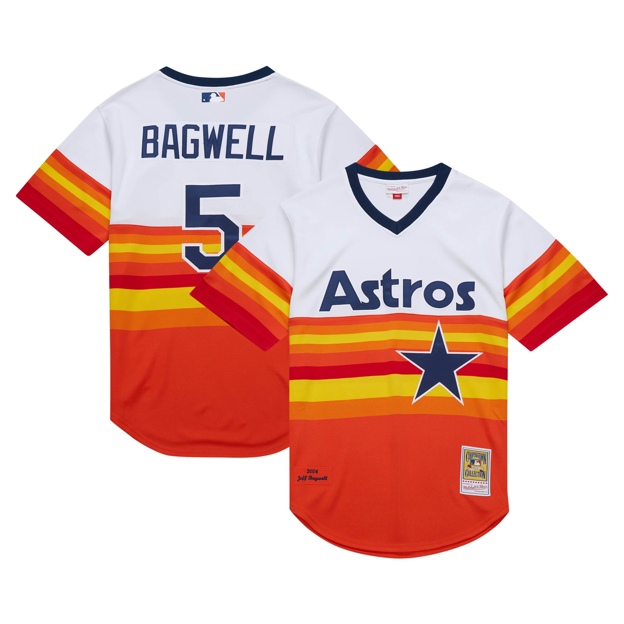 Men's Houston Astros Jeff Bagwell Mitchell & Ness White 2004 Cooperstown Collection Throwback Jersey 