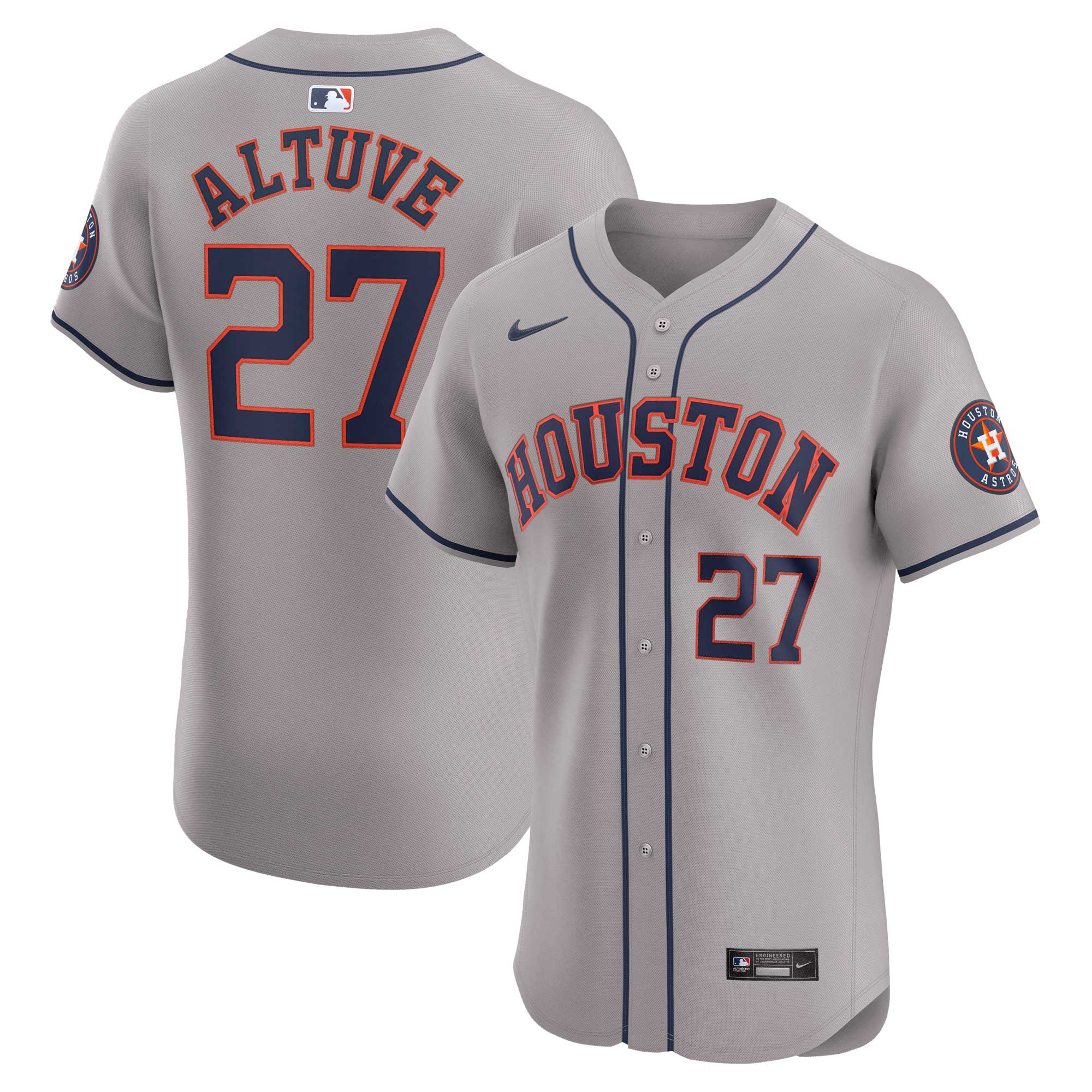 Men's Houston Astros Jose Altuve Gray Road Elite Player Jersey 