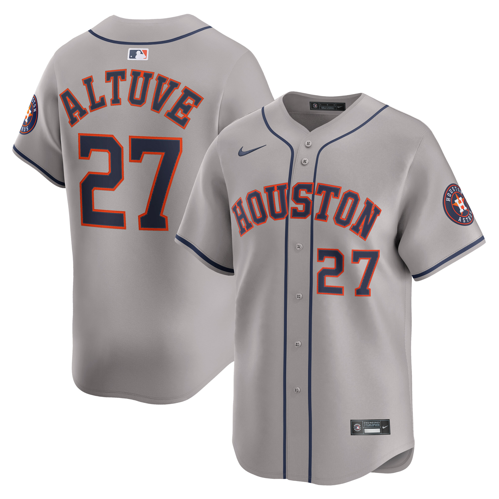 Men's Houston Astros Jose Altuve Gray Road Limited Player Jersey