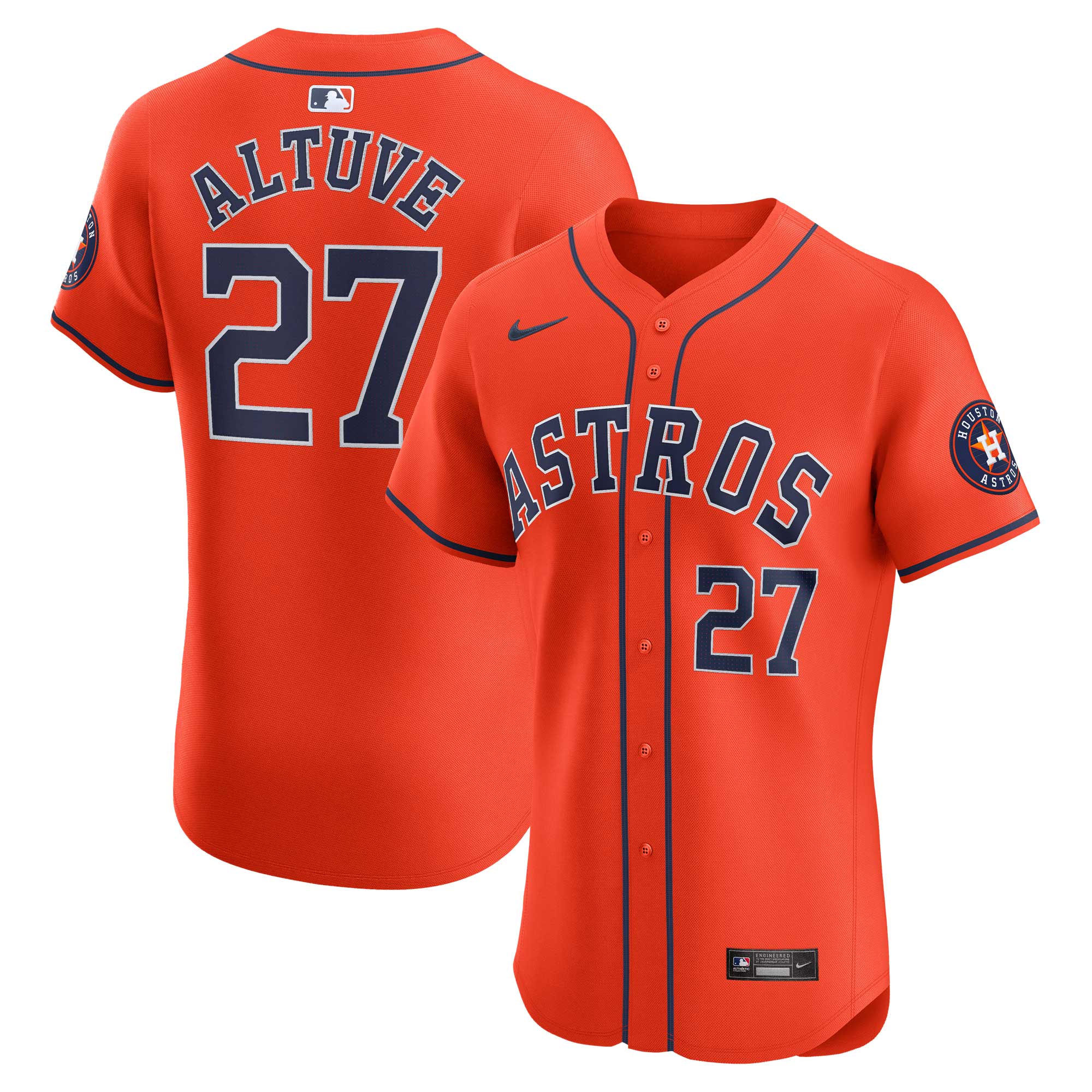 Men's Houston Astros Jose Altuve Orange Alternate Elite Player Jersey 