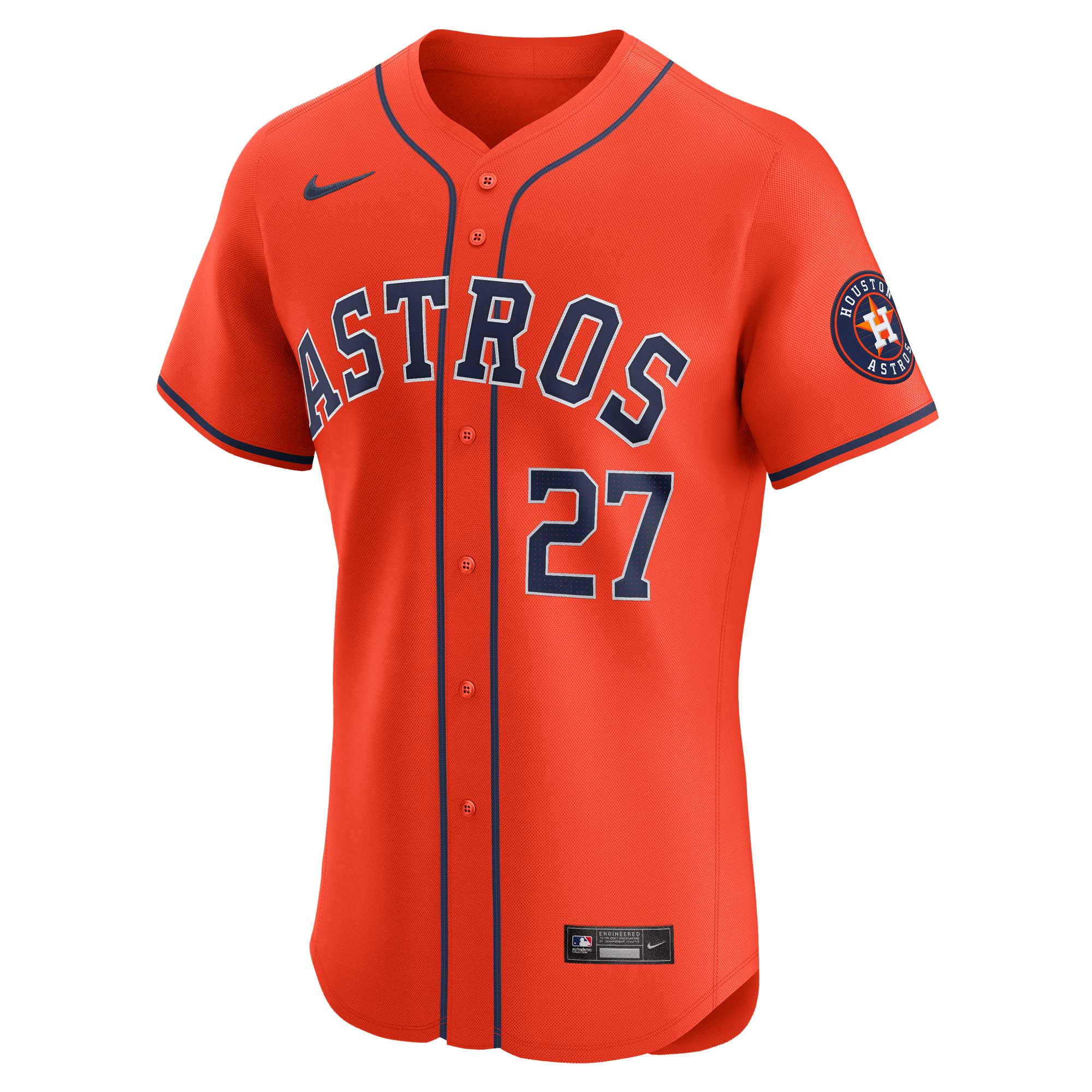 Alternative view of Men's Houston Astros Jose Altuve Orange Alternate Elite Player Jersey 