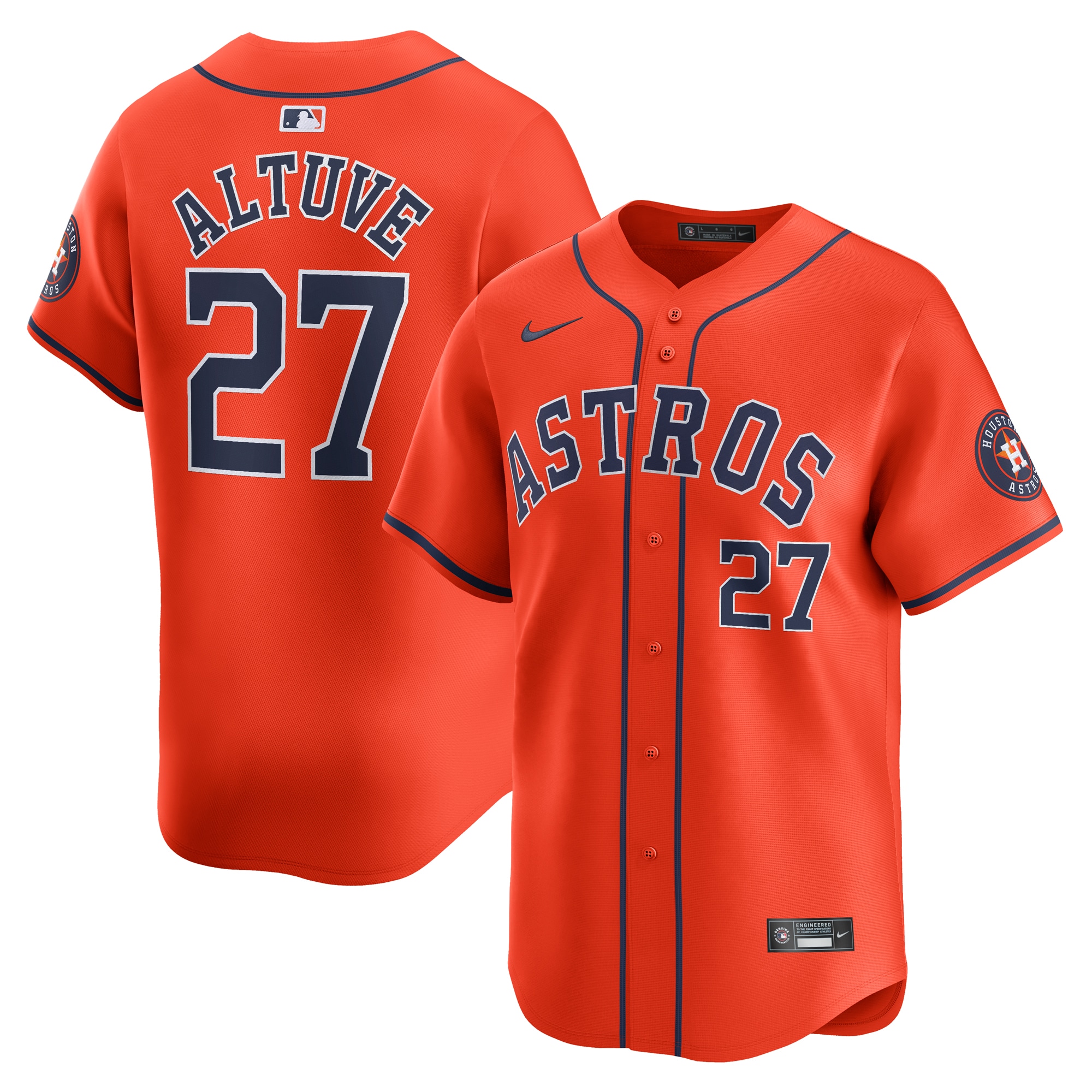 Men's Houston Astros Jose Altuve Orange Alternate Limited Player Jersey 