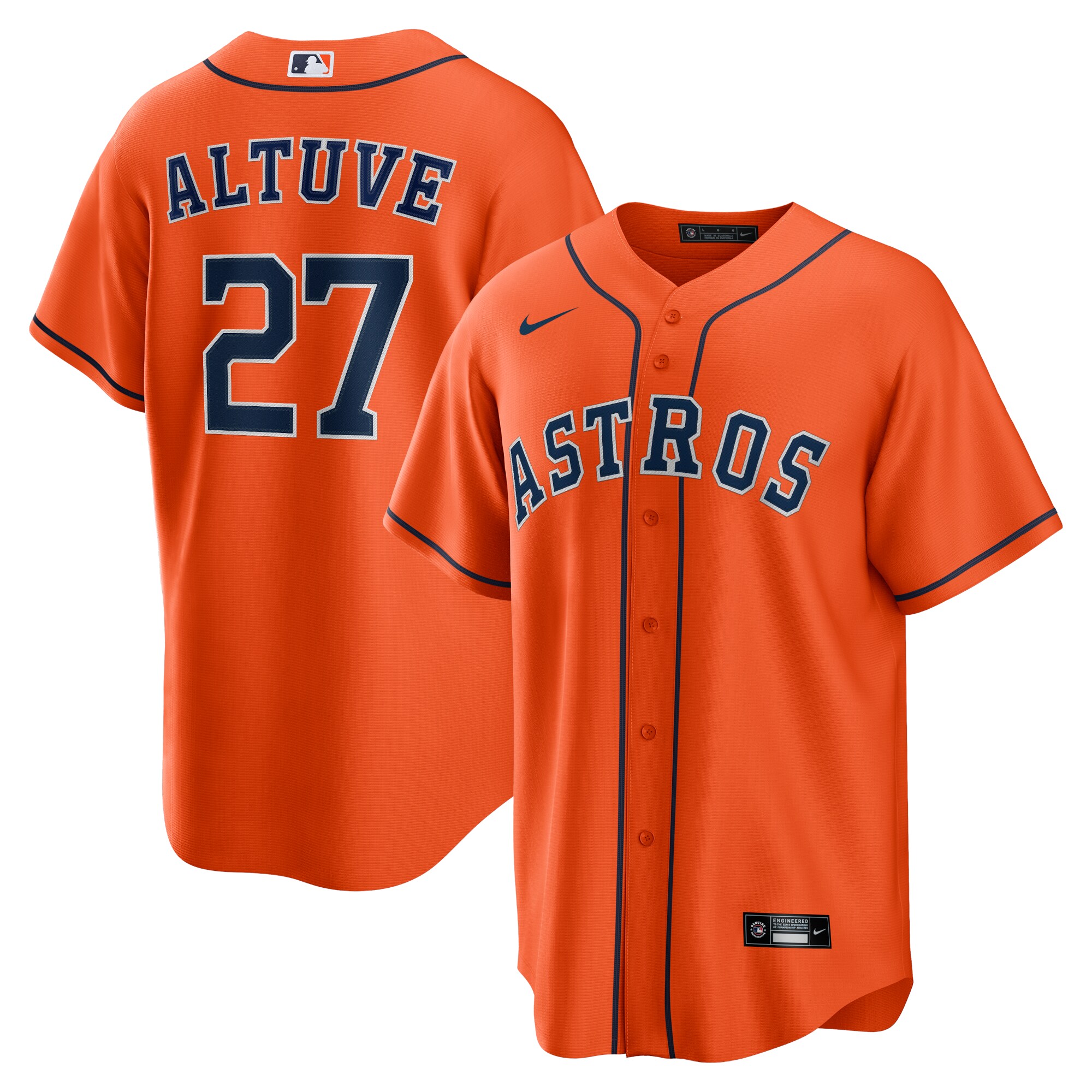 Men's Houston Astros Jose Altuve Orange Alternate Player Name Jersey 