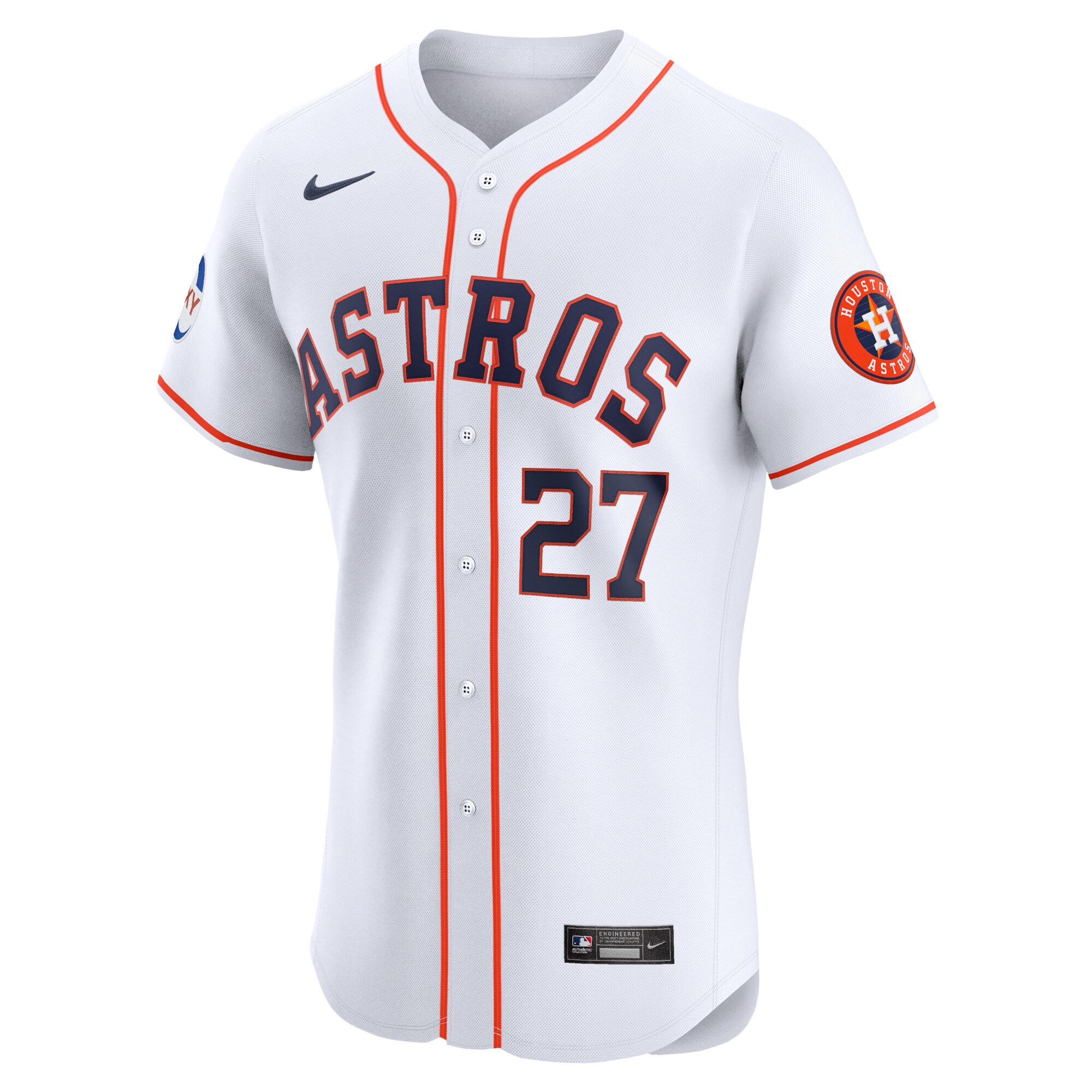Alternative view of Men's Houston Astros Jose Altuve White Home Elite Sponsor Patch Player Jersey 