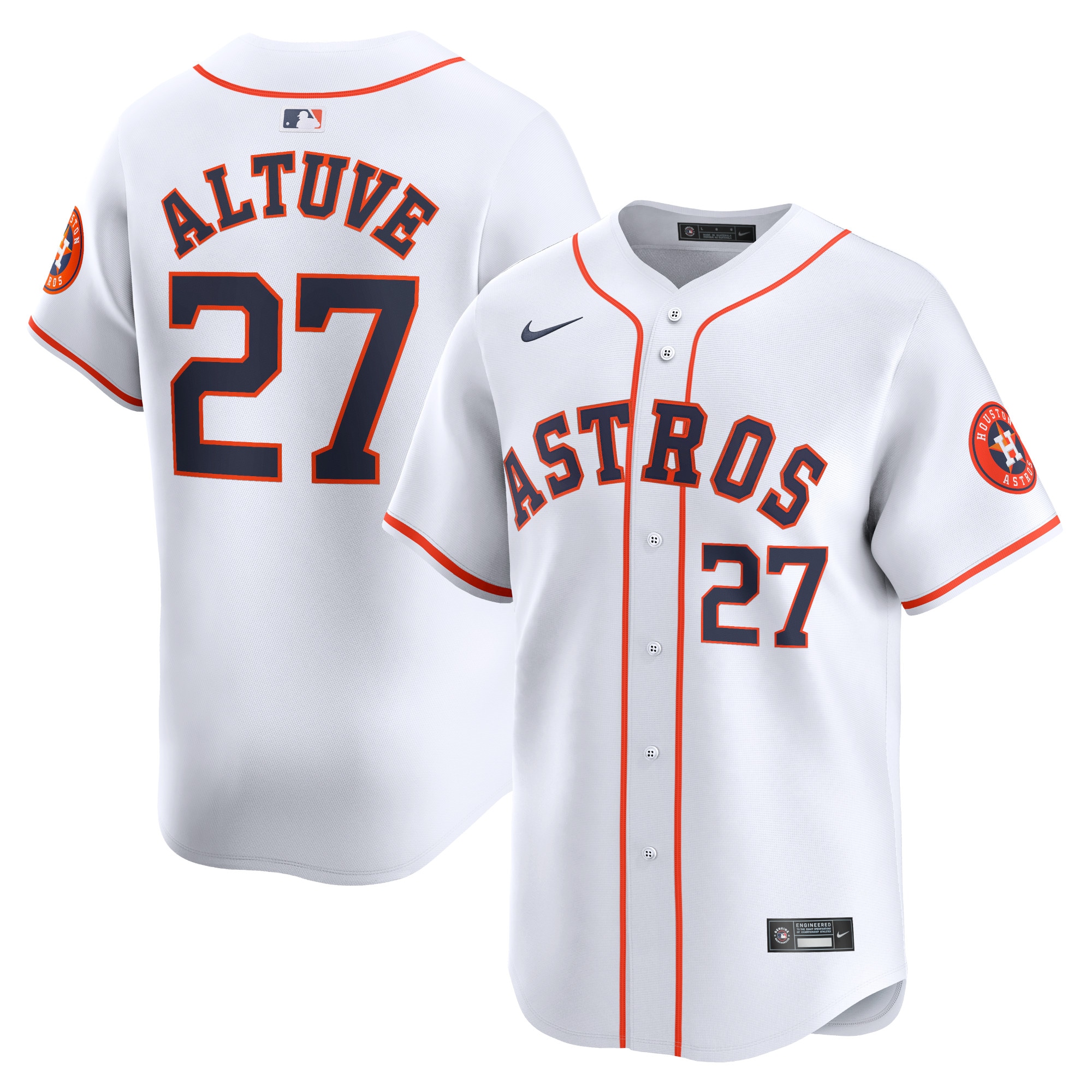 Men's Houston Astros Jose Altuve White Home Limited Player Jersey 