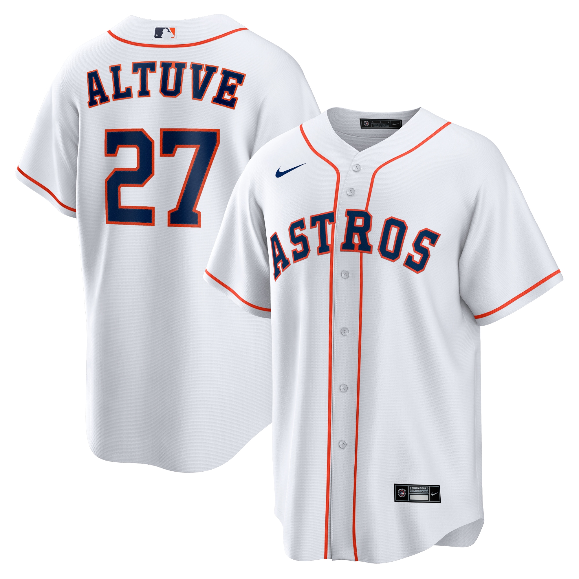 Men's Houston Astros Jose Altuve White Home Player Name Jersey 
