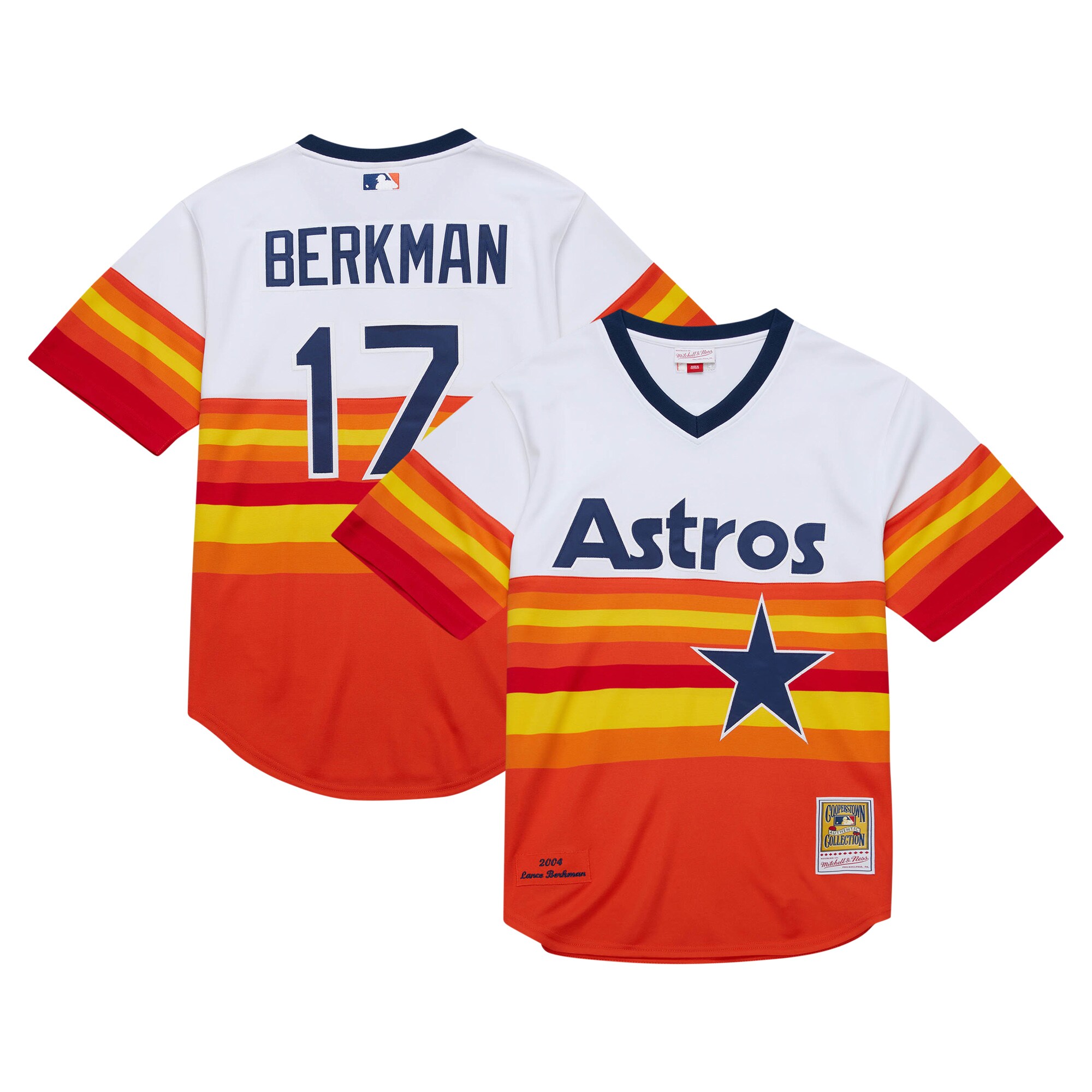 Men's Houston Astros Lance Berkman Mitchell & Ness White 2004 Cooperstown Collection Throwback Jersey 