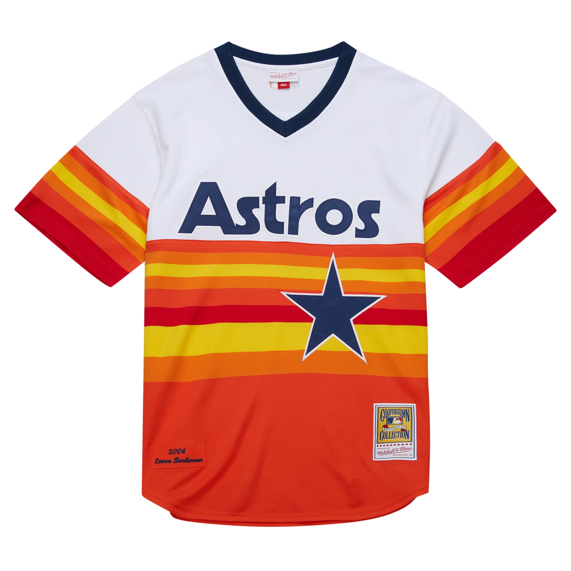Alternative view of Men's Houston Astros Lance Berkman Mitchell & Ness White 2004 Cooperstown Collection Throwback Jersey 