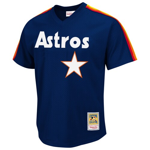 Alternative view of Men's Houston Astros Nolan Ryan Mitchell & Ness Navy 1988 Cooperstown Collection Mesh Batting Practice Jersey 