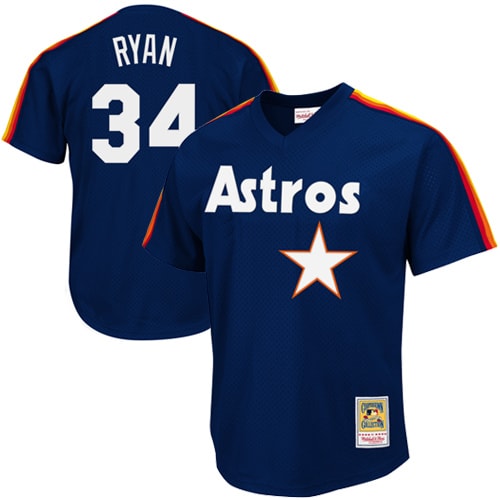 Men's Houston Astros Nolan Ryan Mitchell & Ness Navy 1988 Cooperstown Collection Mesh Batting Practice Jersey 
